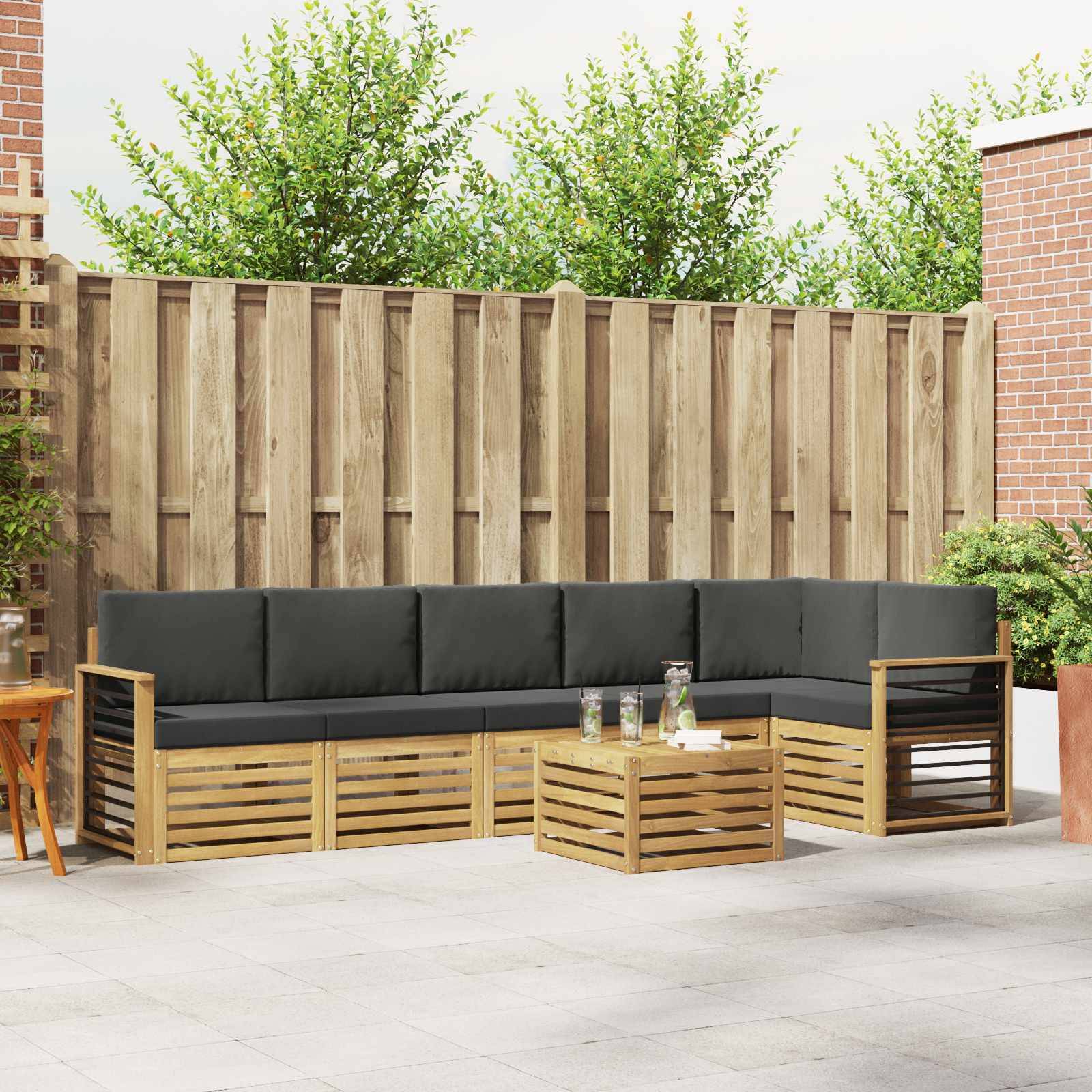 vidaXL Outdoor-Sofagarnitur 7 pcs Weiß und Anthrazit 59 x 59 x 37 cm
