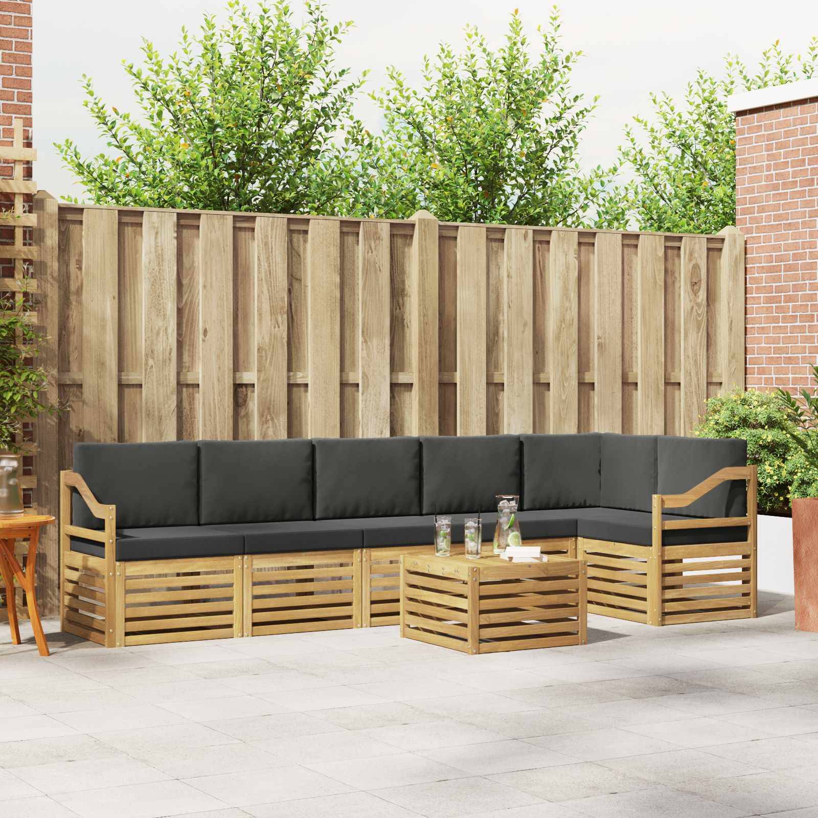 vidaXL Outdoor-Sofagarnitur 7 pcs Weiß und Anthrazit 59 x 59 x 37 cm