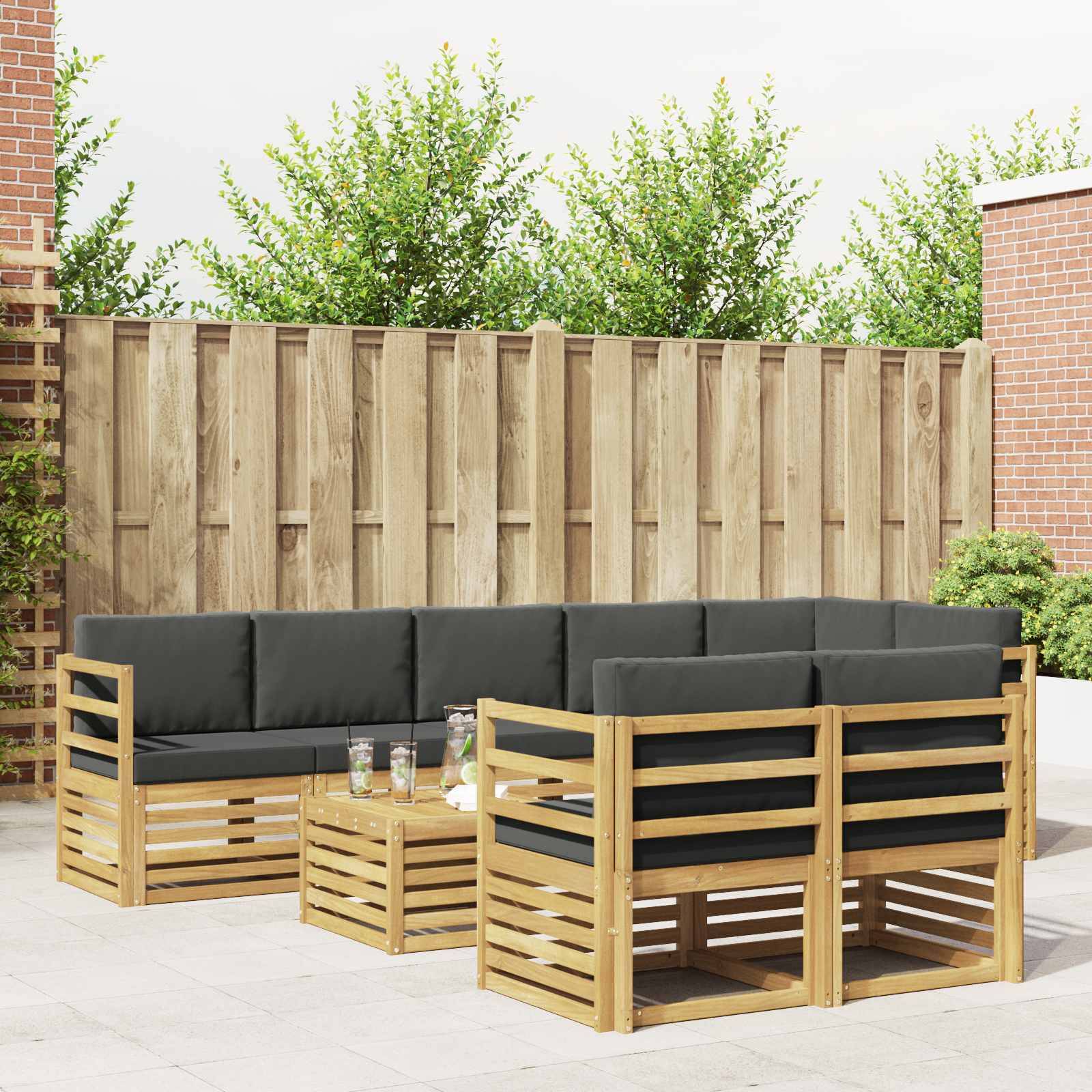 vidaXL Outdoor-Sofagarnitur 8 pcs Weiß und Anthrazit 59 x 59 x 37 cm