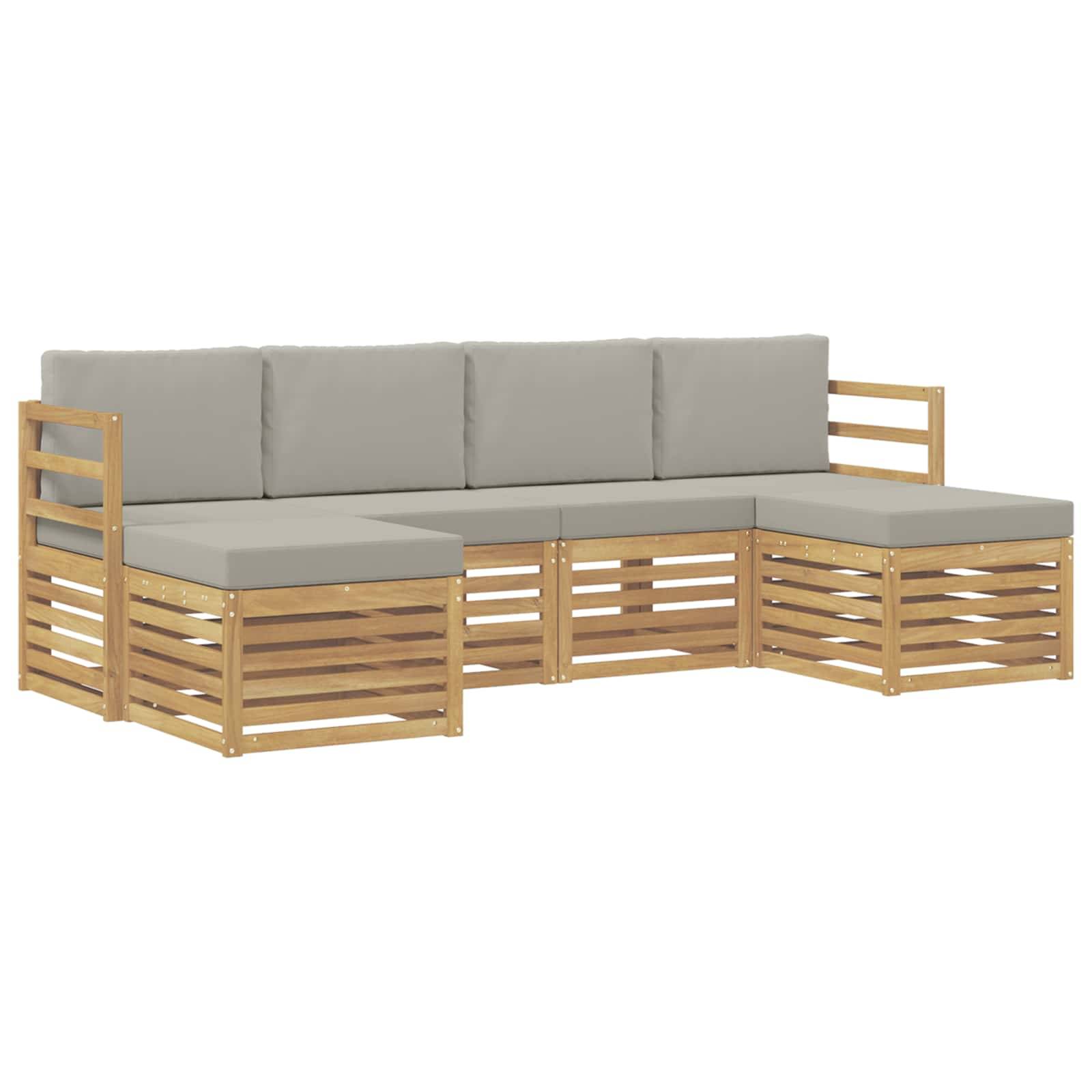 vidaXL Sofagarnituren 6 pcs Weiß und Hellgrau 245 x 122,5 x 73 cm