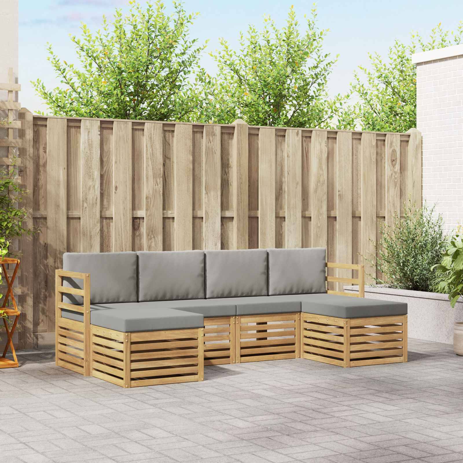vidaXL Sofagarnituren 6 pcs Weiß und Hellgrau 245 x 122,5 x 73 cm