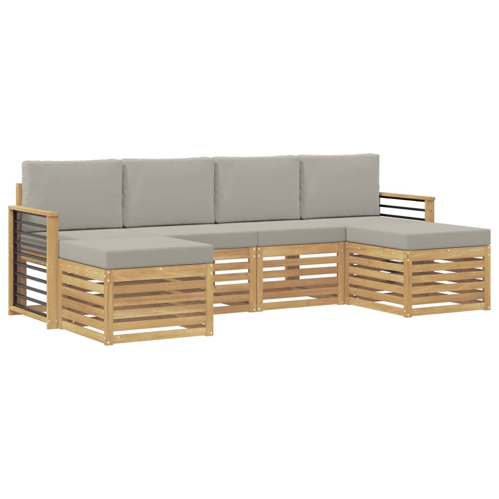 vidaXL Sofagarnituren 6 pcs Weiß und Hellgrau 249 x 122,5 x 73 cm