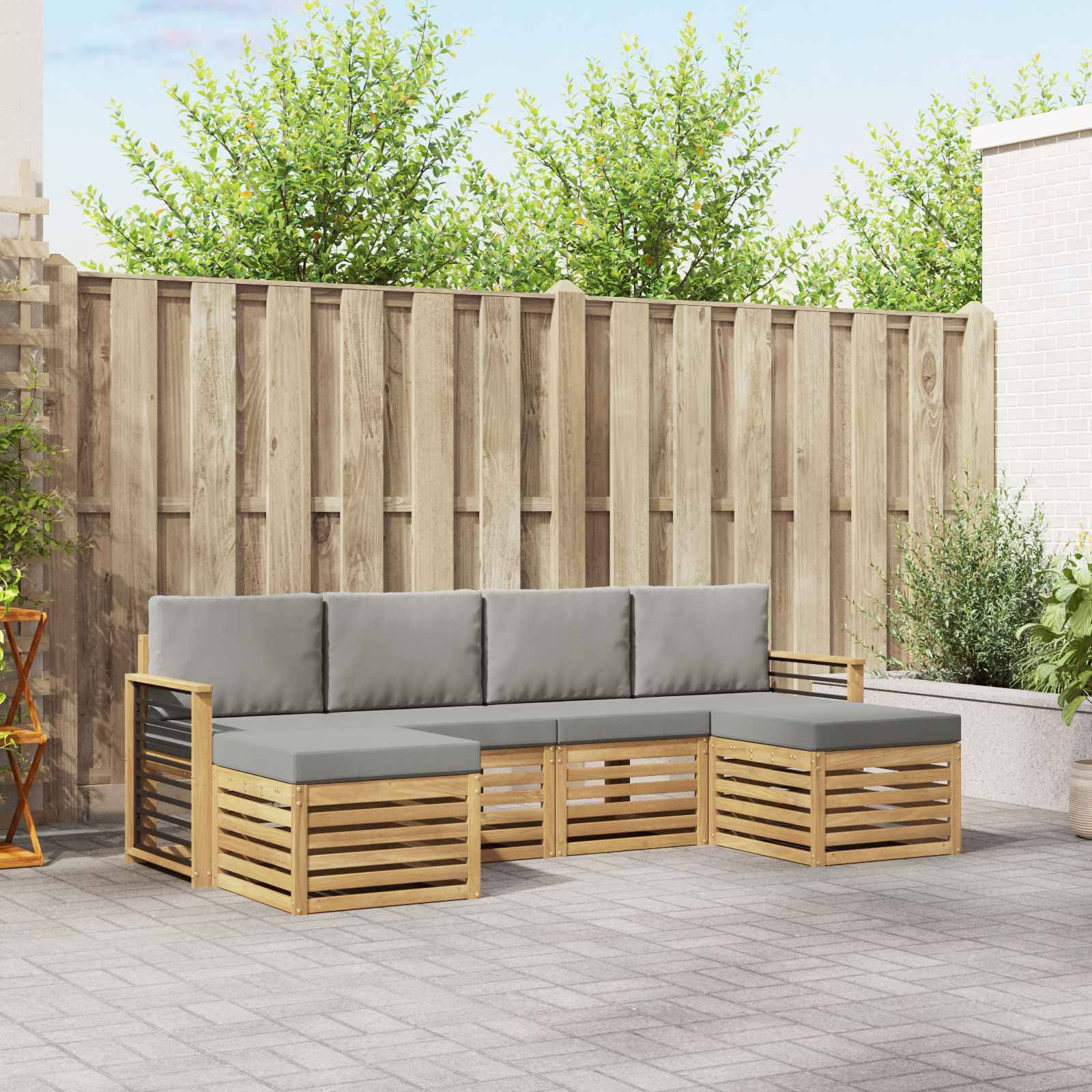 vidaXL Sofagarnituren 6 pcs Weiß und Hellgrau 249 x 122,5 x 73 cm