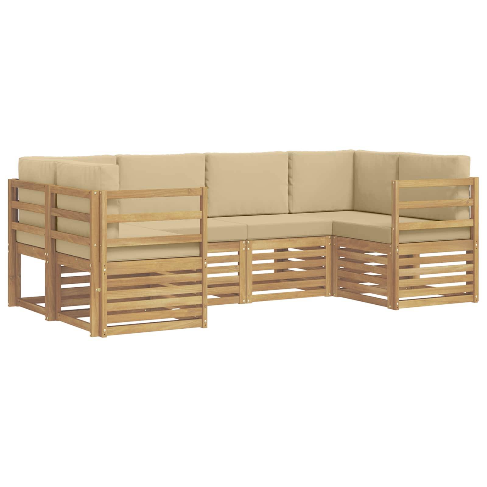vidaXL Ecksofa Set 6 pcs Weiß und Beige 245 x 126,5 x 73 cm Polyester