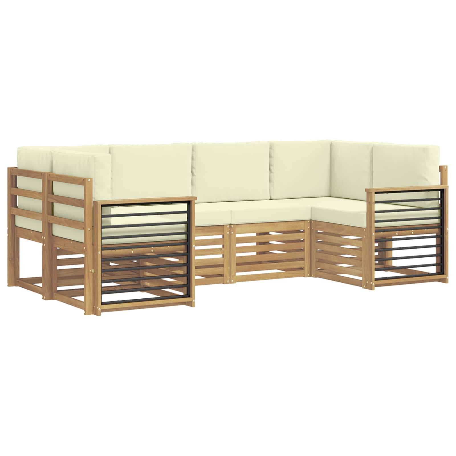 vidaXL Ecksofa Set mit Kissen 6 pcs Weiß und Creme Polyester