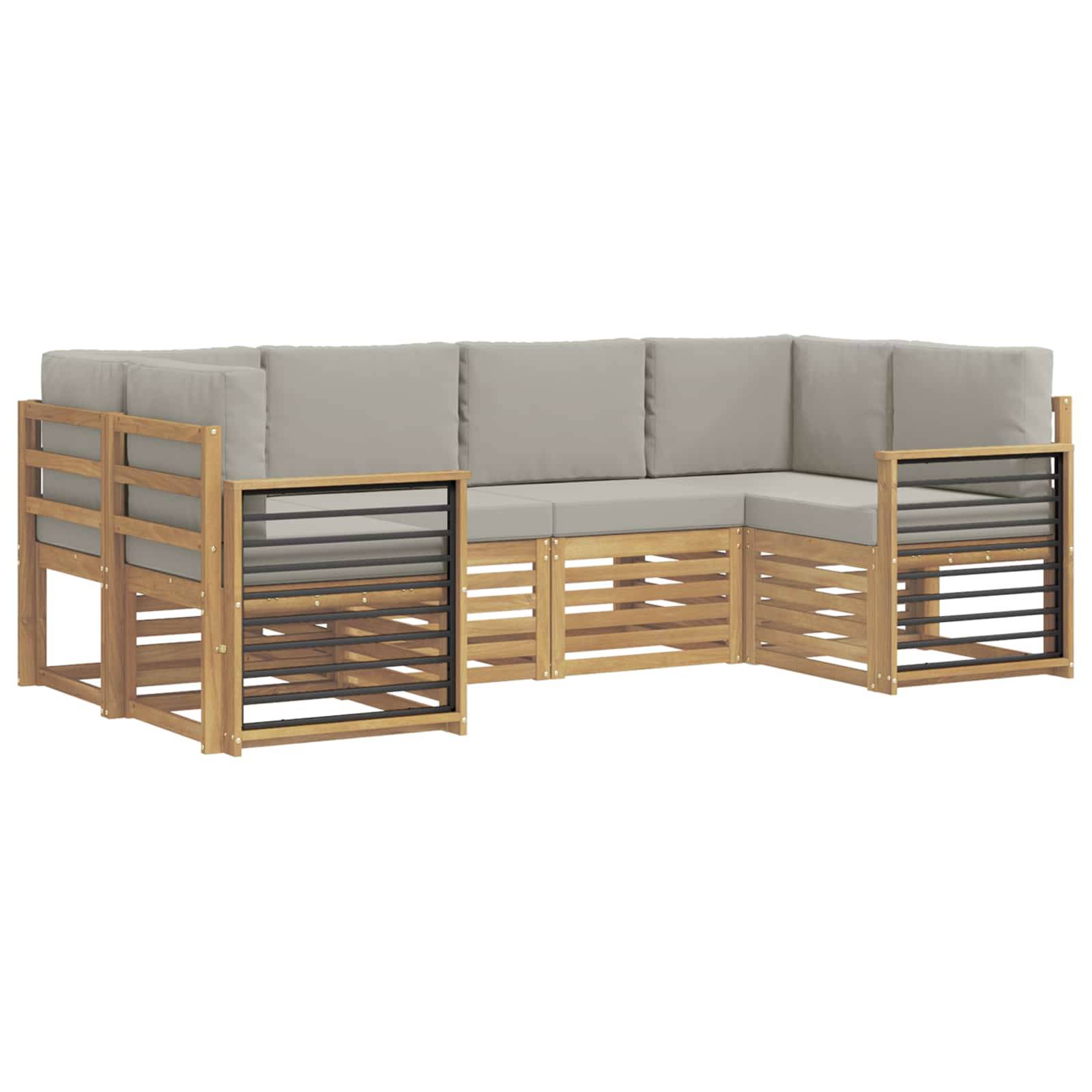 vidaXL Ecksofa Set 6 pcs Weiß und Hellgrau 245 x 128,5 x 73 cm
