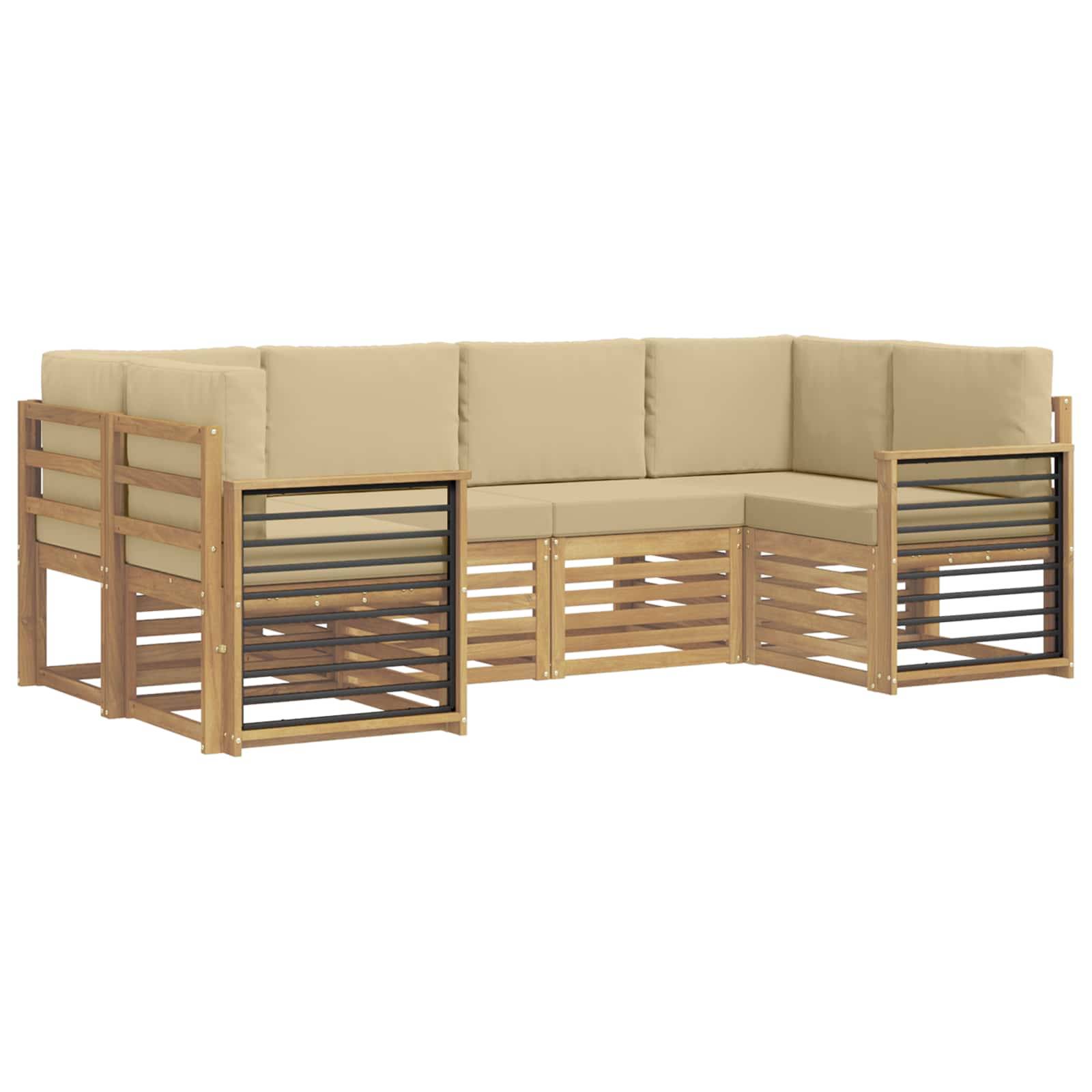 vidaXL Ecksofa Set 6 pcs Weiß und Beige 245 x 128,5 x 73 cm Polyester