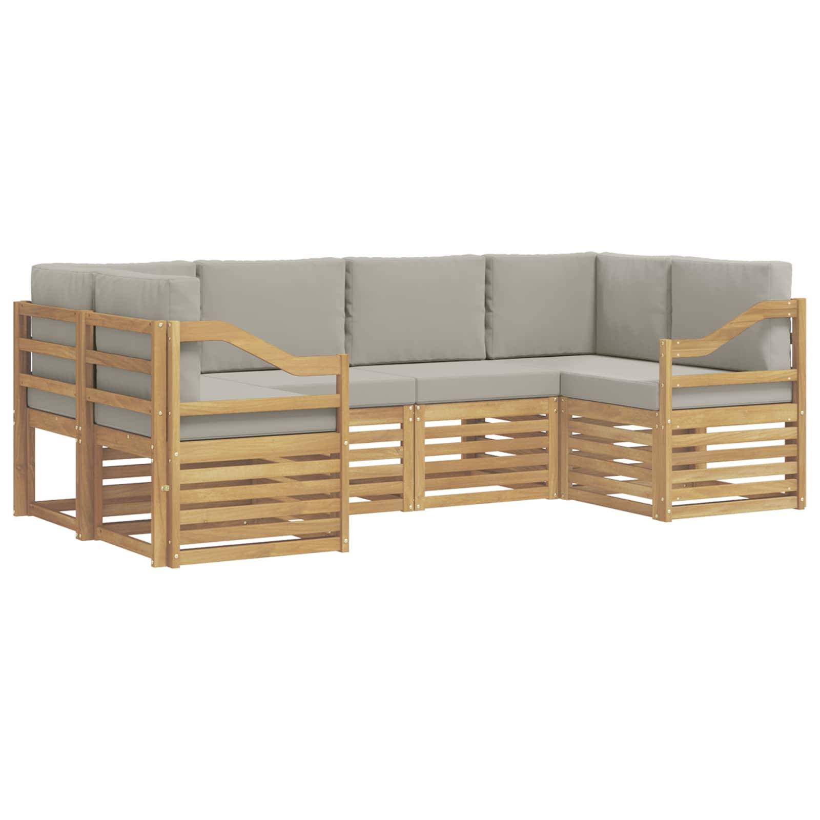 vidaXL Ecksofa Set 6 pcs Weiß und Hellgrau 245 x 126,5 x 73 cm