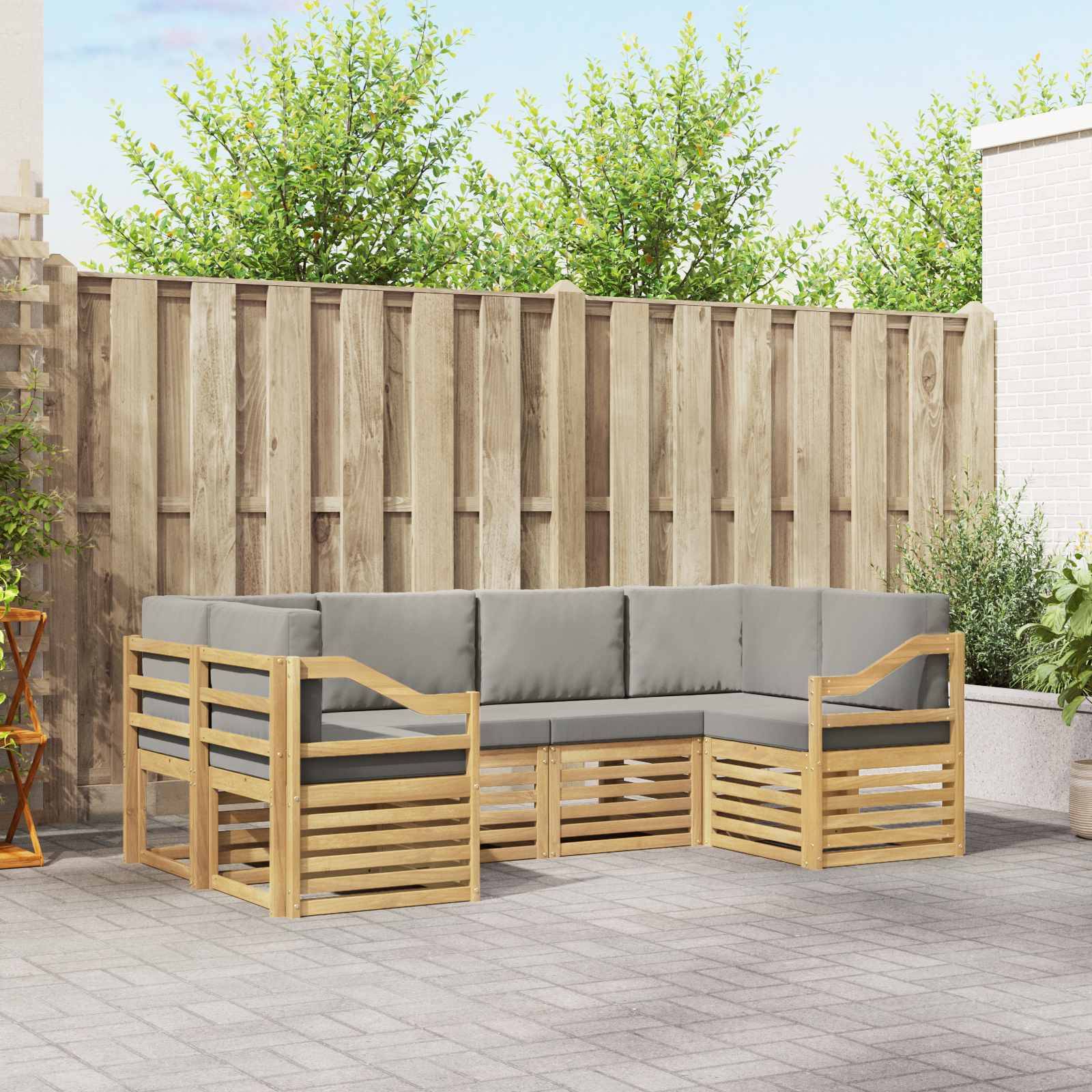 vidaXL Ecksofa Set 6 pcs Weiß und Hellgrau 245 x 126,5 x 73 cm