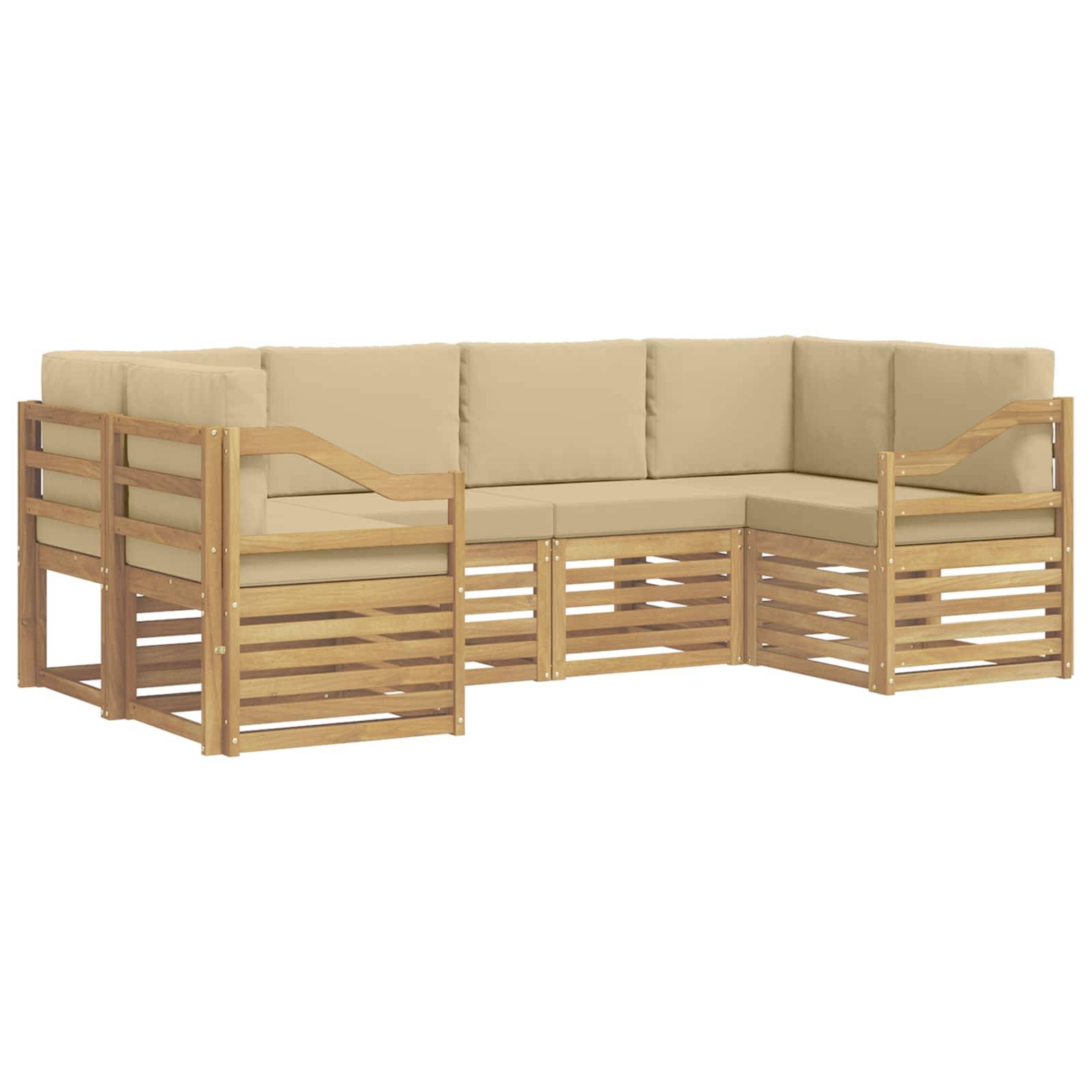 vidaXL Ecksofa Set 6 pcs Weiß und Beige 245 x 126,5 x 73 cm Polyester