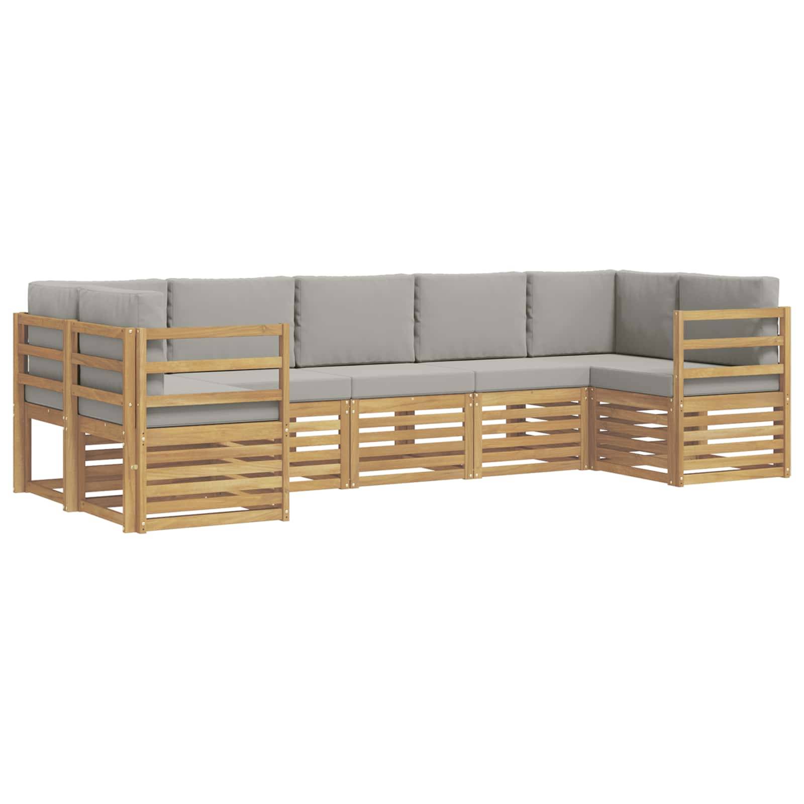vidaXL Ecksofa Set 7 pcs Weiß und Hellgrau 304 x 126,5 x 73 cm