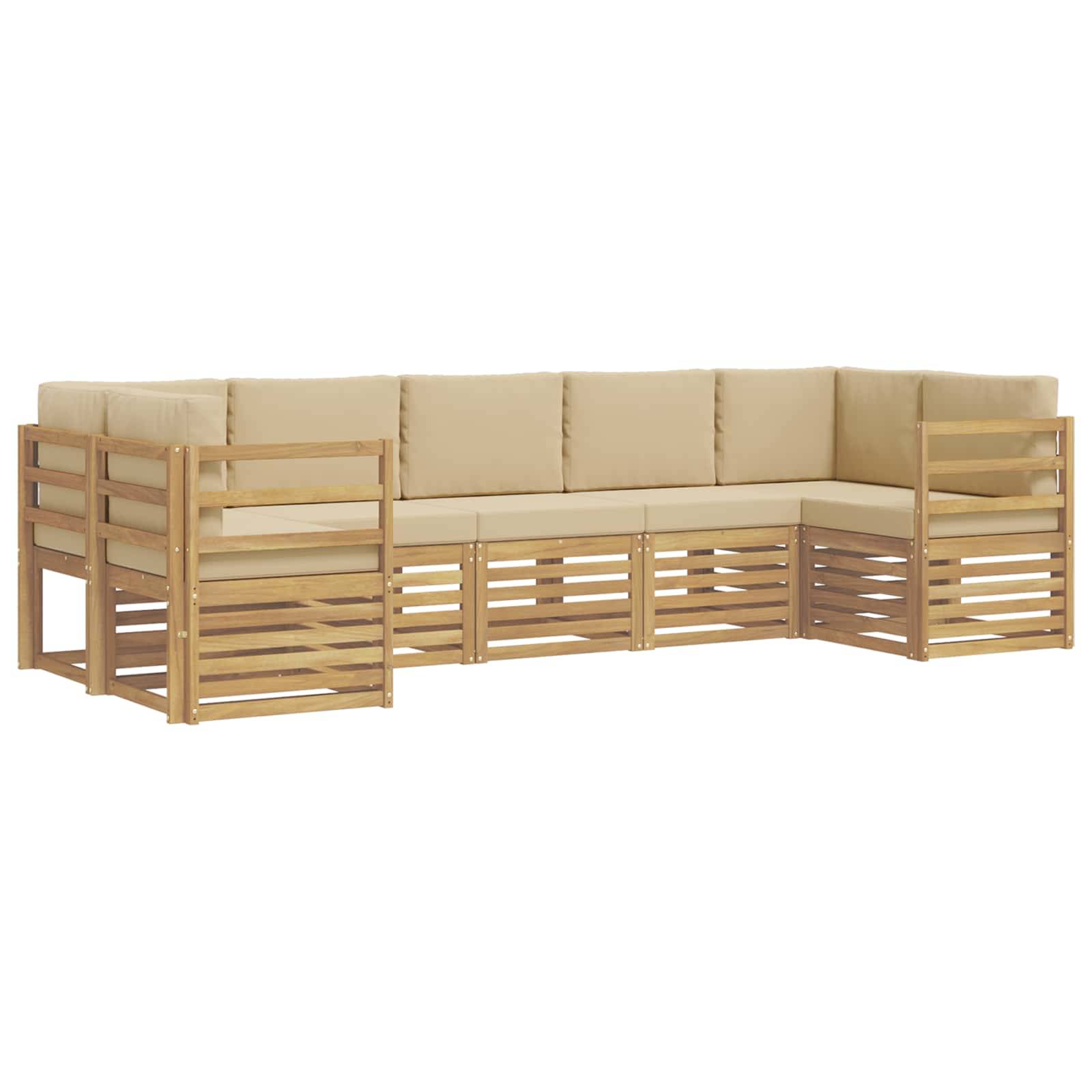 vidaXL Ecksofa Set 7 pcs Weiß und Beige 304 x 126,5 x 73 cm Polyester