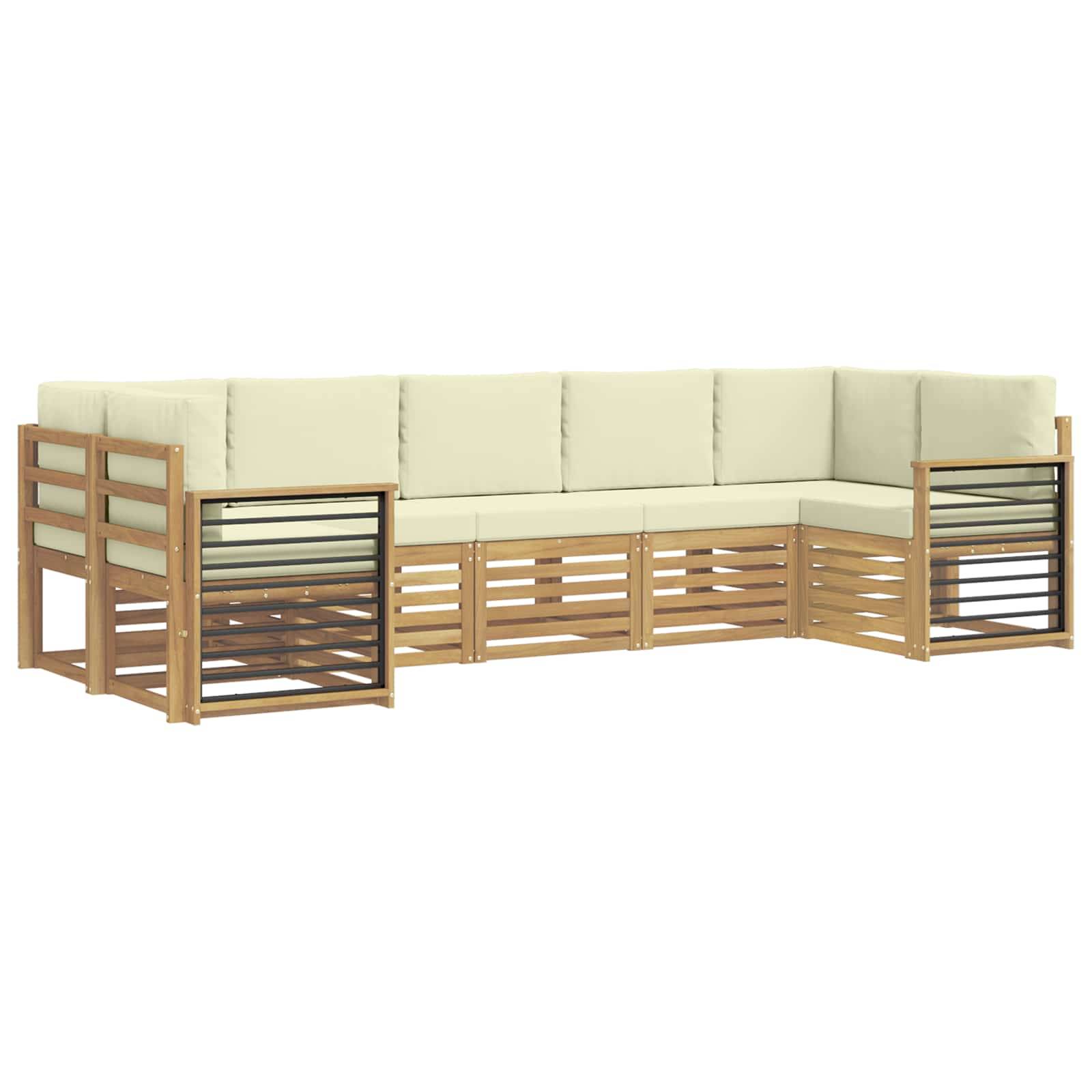 vidaXL Ecksofa Set mit Kissen 7 pcs Weiß und Creme Polyester