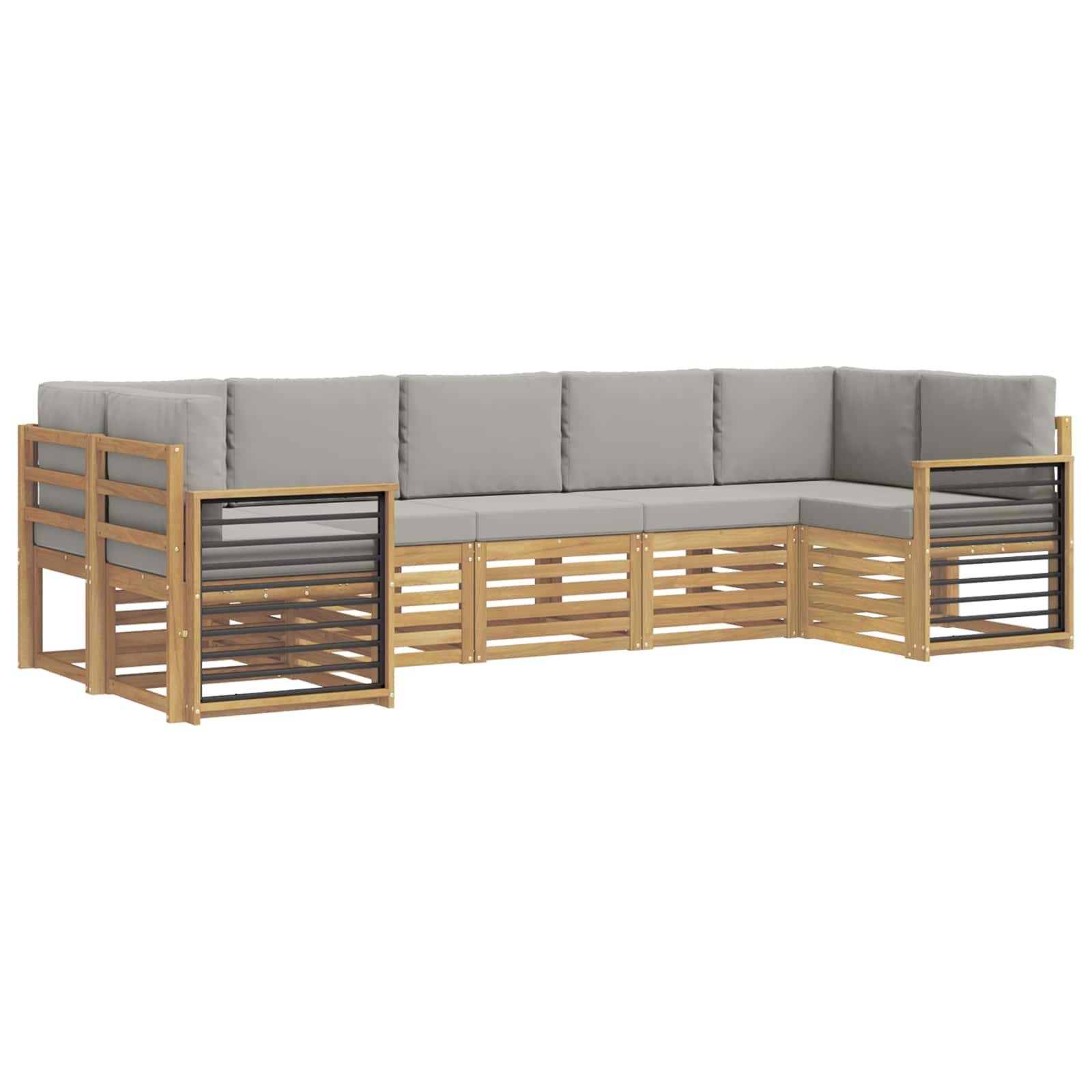 vidaXL Ecksofa Set 7 pcs Weiß und Hellgrau 304 x 128,5 x 73 cm