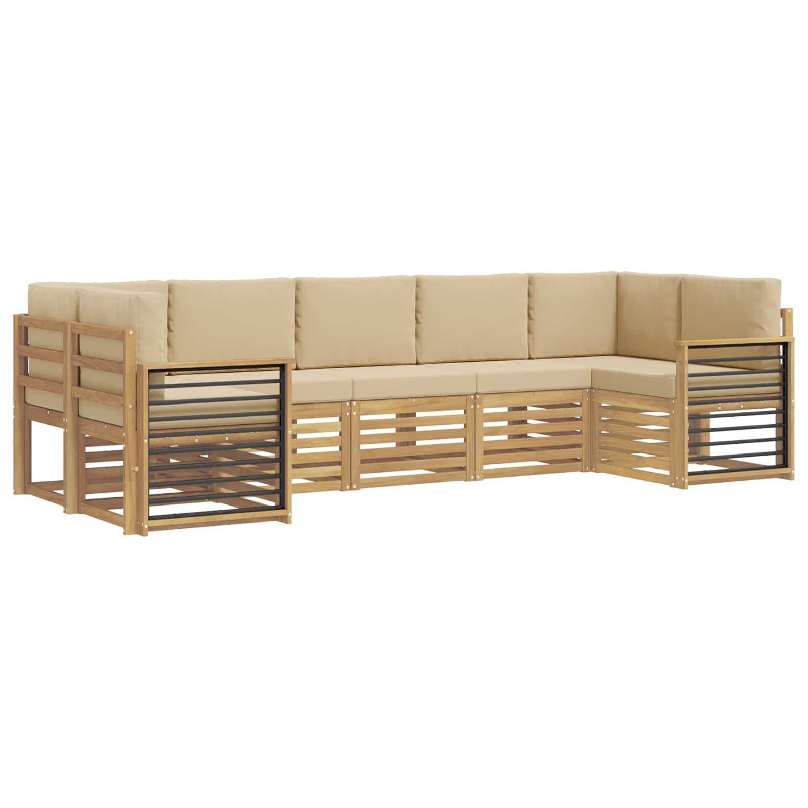 vidaXL Ecksofa Set 7 pcs Weiß und Beige 304 x 128,5 x 73 cm Polyester