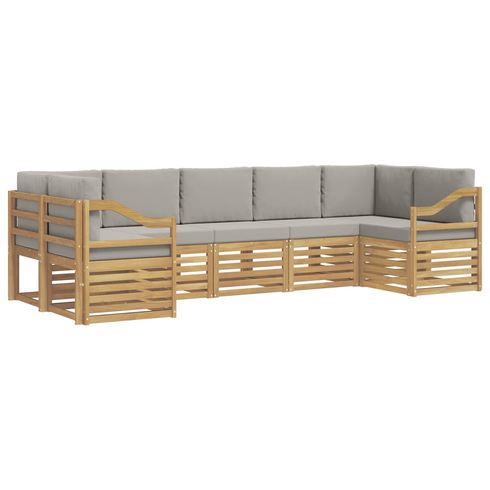 vidaXL Ecksofa Set 7 pcs Weiß und Hellgrau 304 x 126,5 x 73 cm