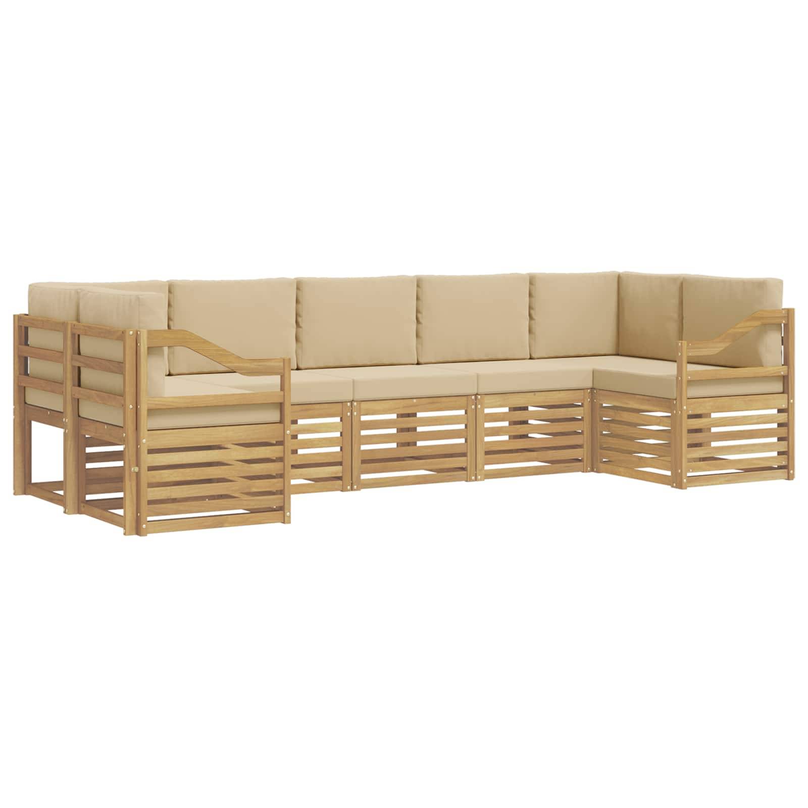vidaXL Ecksofa Set 7 pcs Weiß und Beige 304 x 126,5 x 73 cm Polyester
