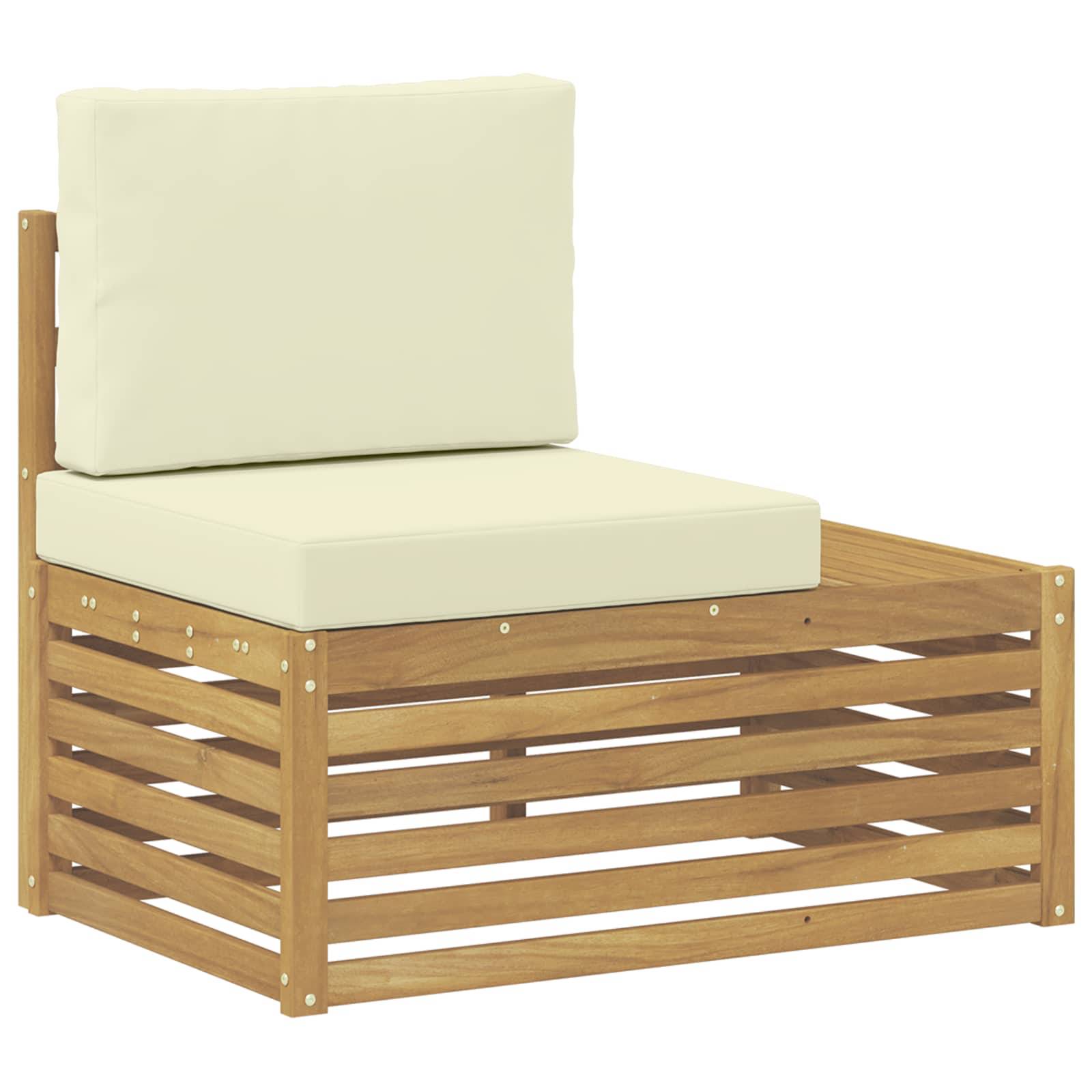 vidaXL Ecksofa-Einheiten für draußen Weiß und Creme 91 x 63 x 73 cm