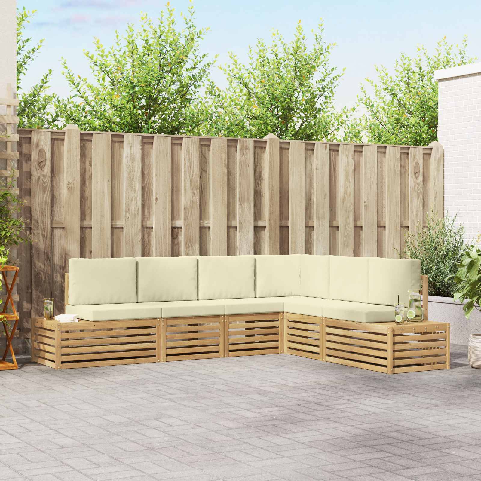 vidaXL Outdoor-Sofagarnitur Weiß 273 x 213,5 x 73 cm Polyester