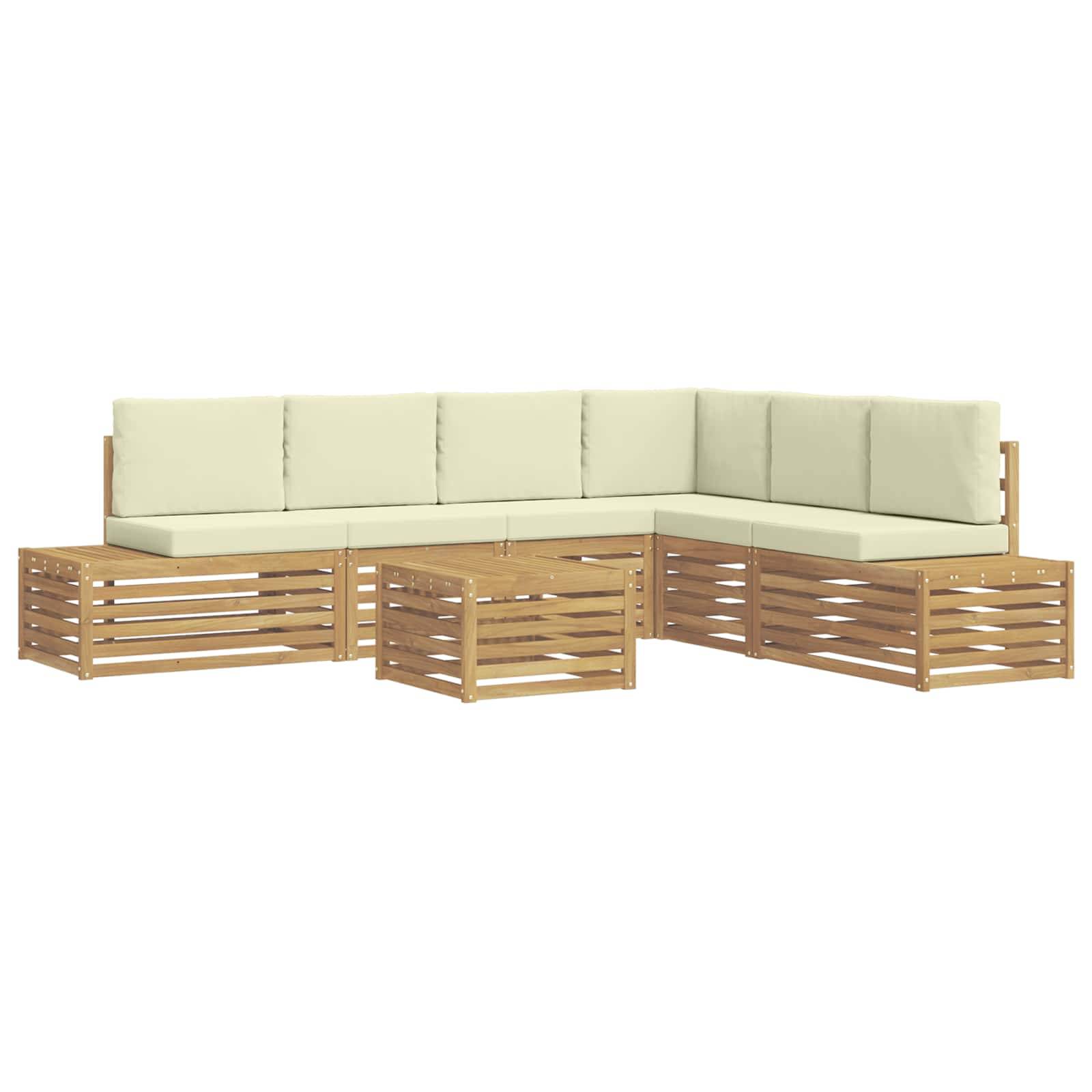 vidaXL Outdoor-Sofagarnitur mit Kissen Weiß 59 x 59 x 37 cm Polyester