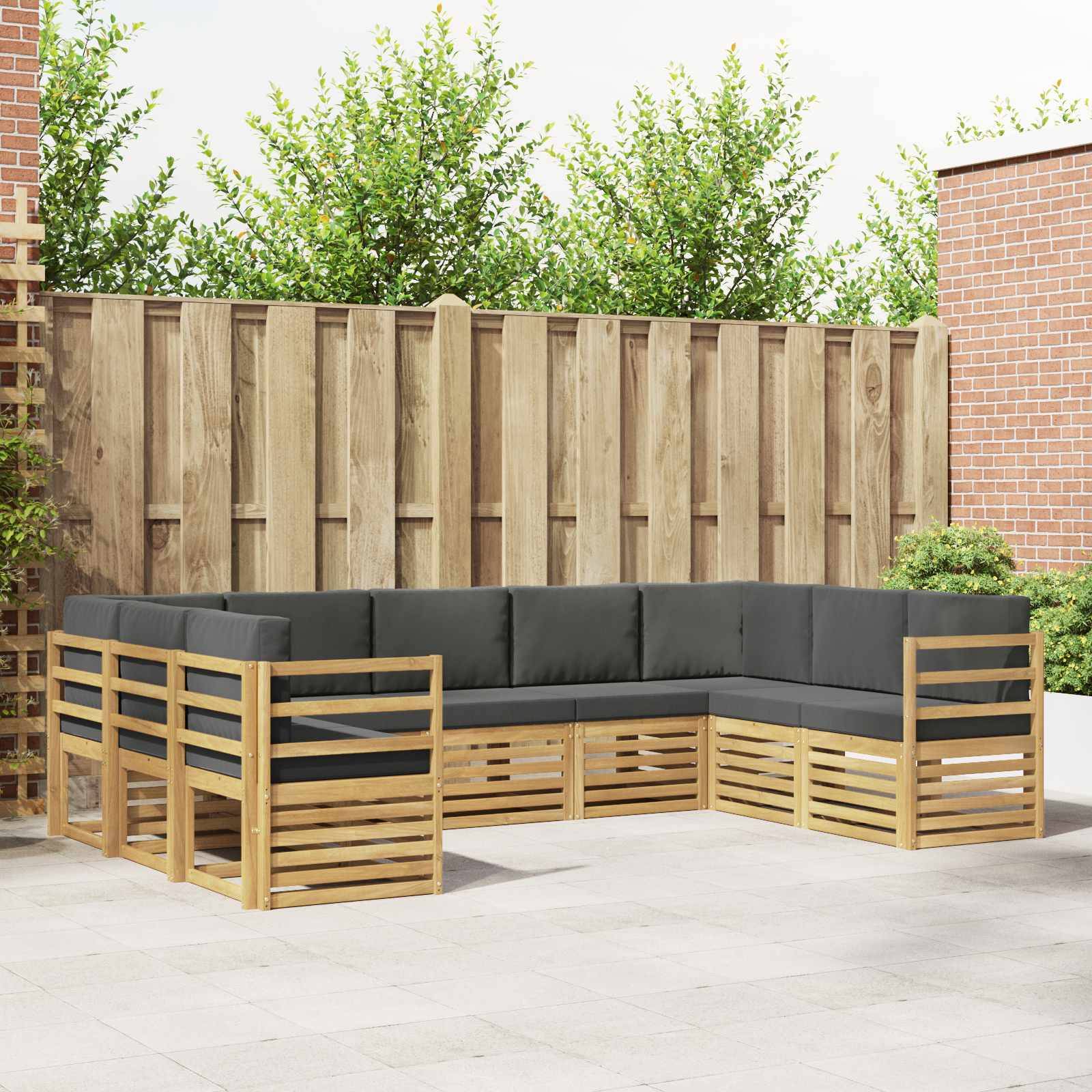 vidaXL Ecksofa Set 9 pcs Weiß und Anthrazit 304 x 185,5 x 73 cm
