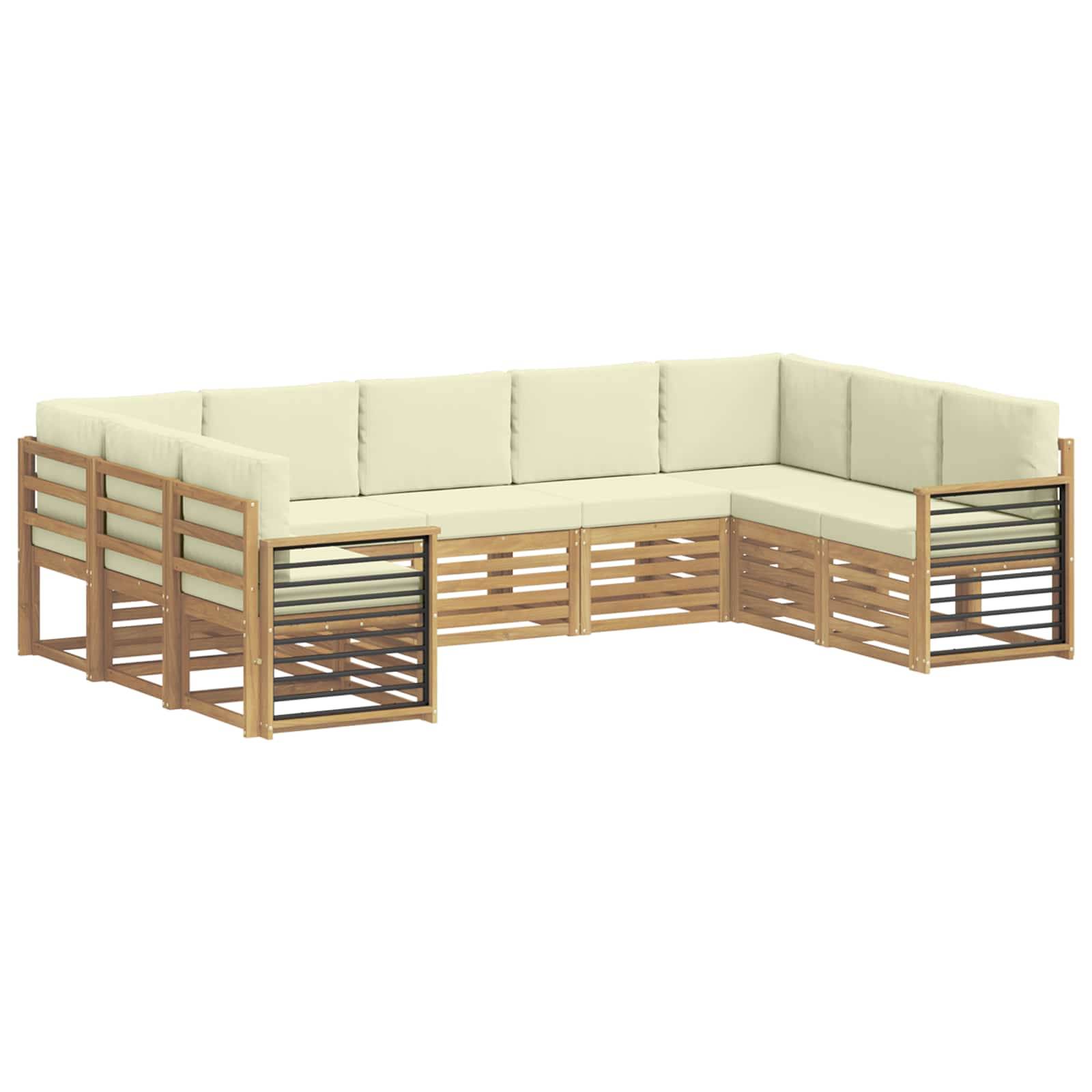 vidaXL Ecksofa Set mit Kissen 9 pcs Weiß und Creme Polyester
