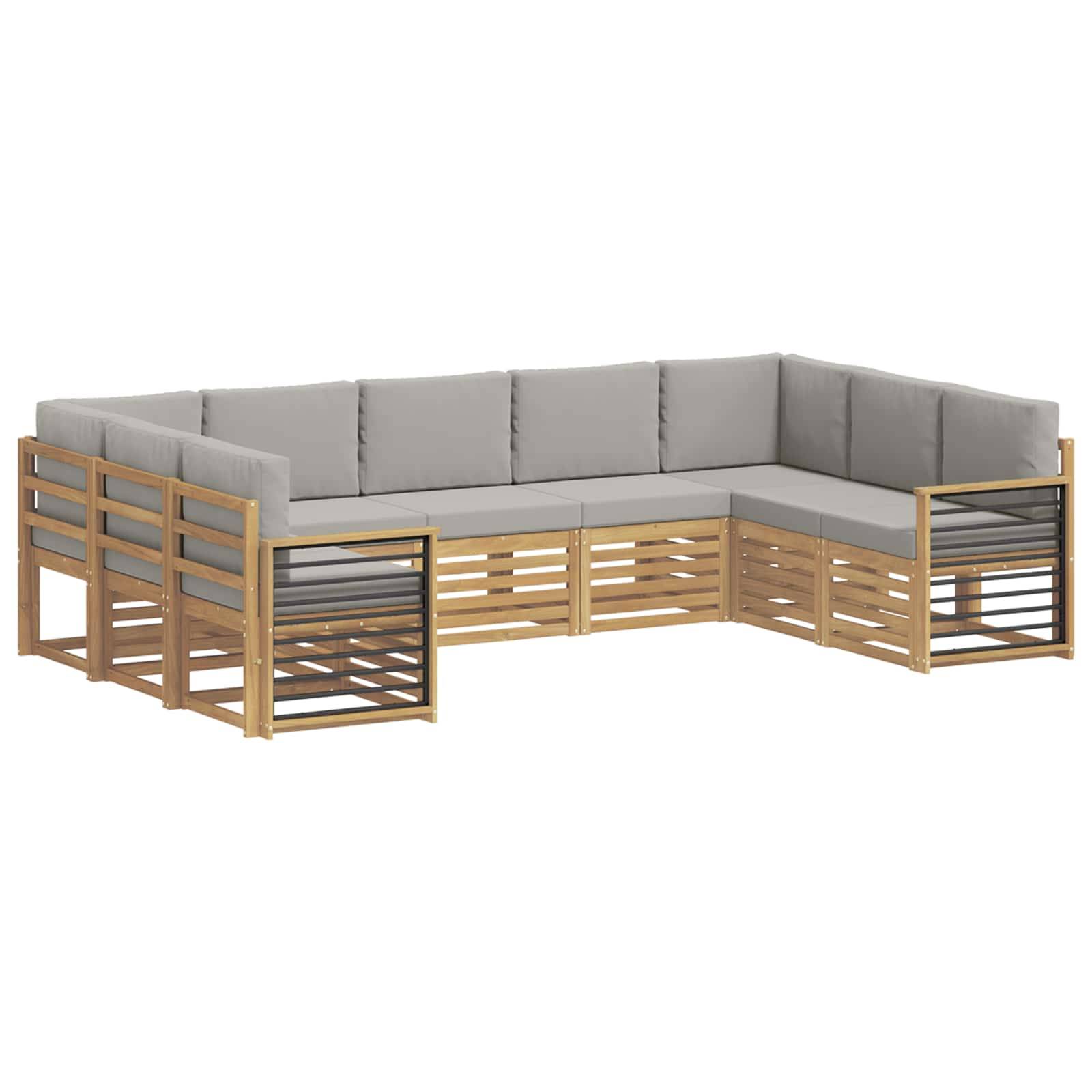 vidaXL Ecksofa Set 9 pcs Weiß und Hellgrau 304 x 187,5 x 73 cm