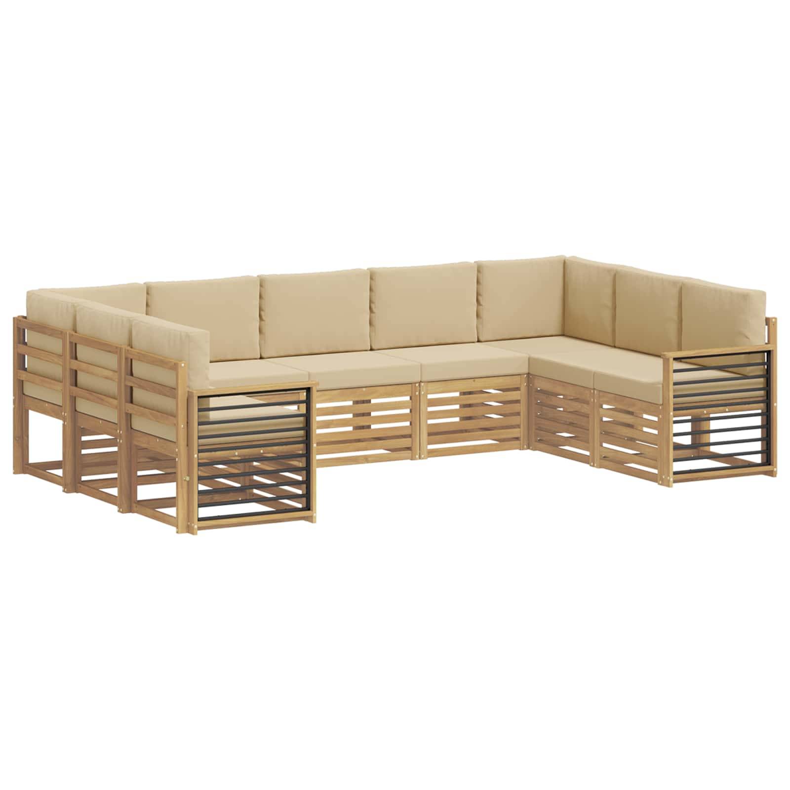 vidaXL Outdoor-Sofagarnitur 9 pcs Weiß und Beige 304 x 187,5 x 73 cm