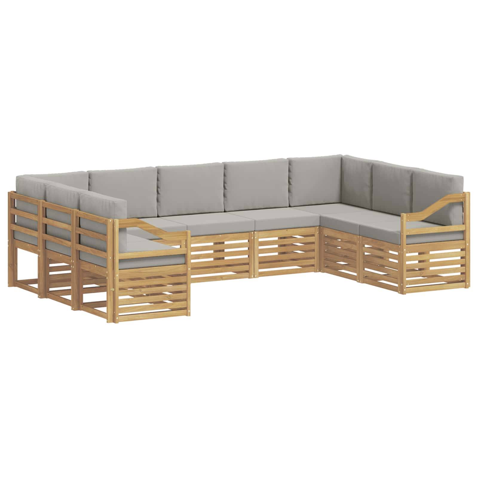 vidaXL Ecksofa Set 9 pcs Weiß und Hellgrau 304 x 185,5 x 73 cm