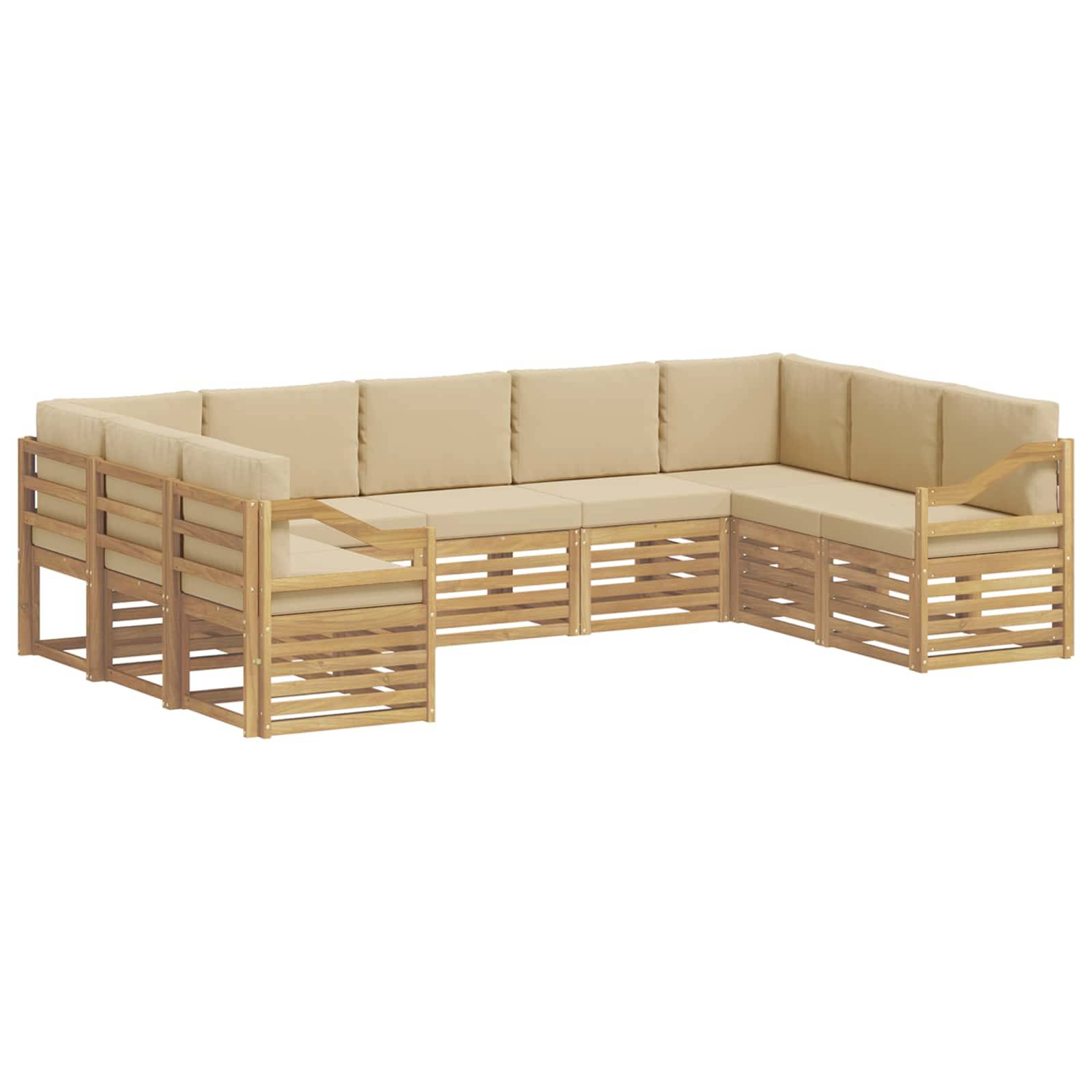 vidaXL Ecksofa Set 9 pcs Weiß und Beige 304 x 185,5 x 73 cm Polyester