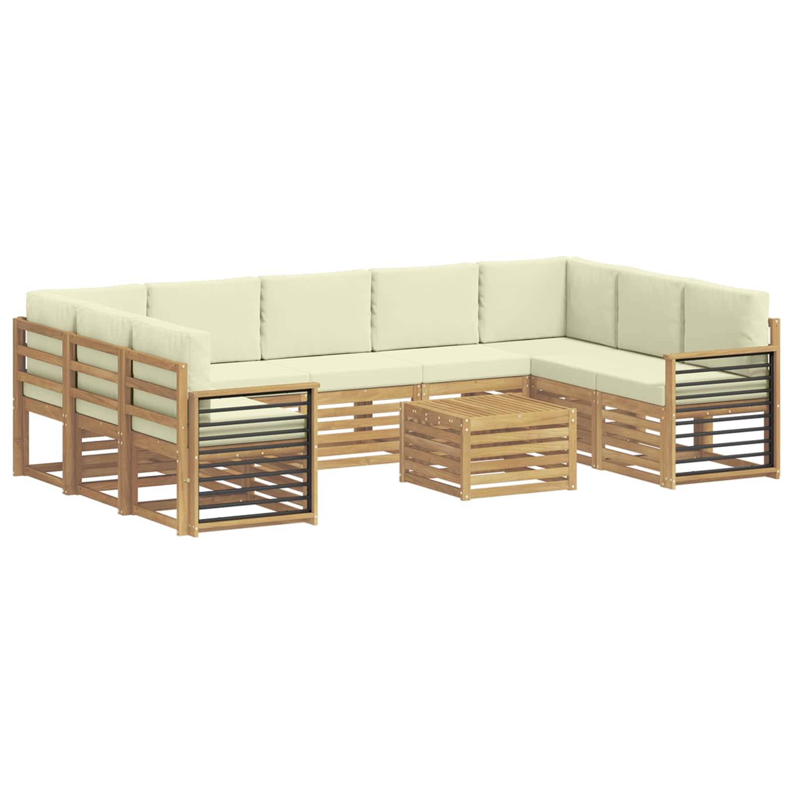 vidaXL Sofagarnituren mit Kissen 10 pcs Weiß und Creme Polyester