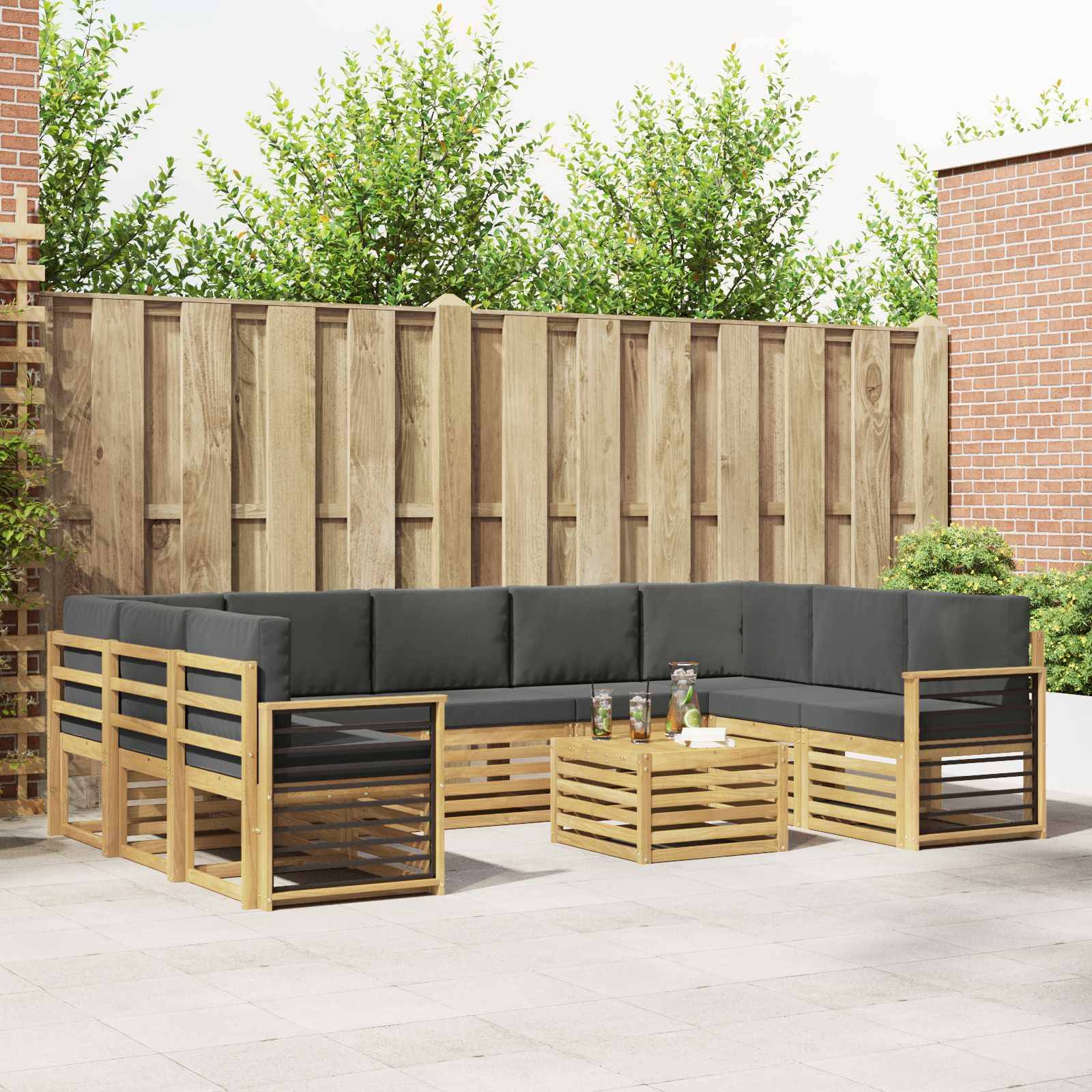 vidaXL Outdoor-Sofagarnitur 8 pcs Weiß und Anthrazit 59 x 59 x 37 cm