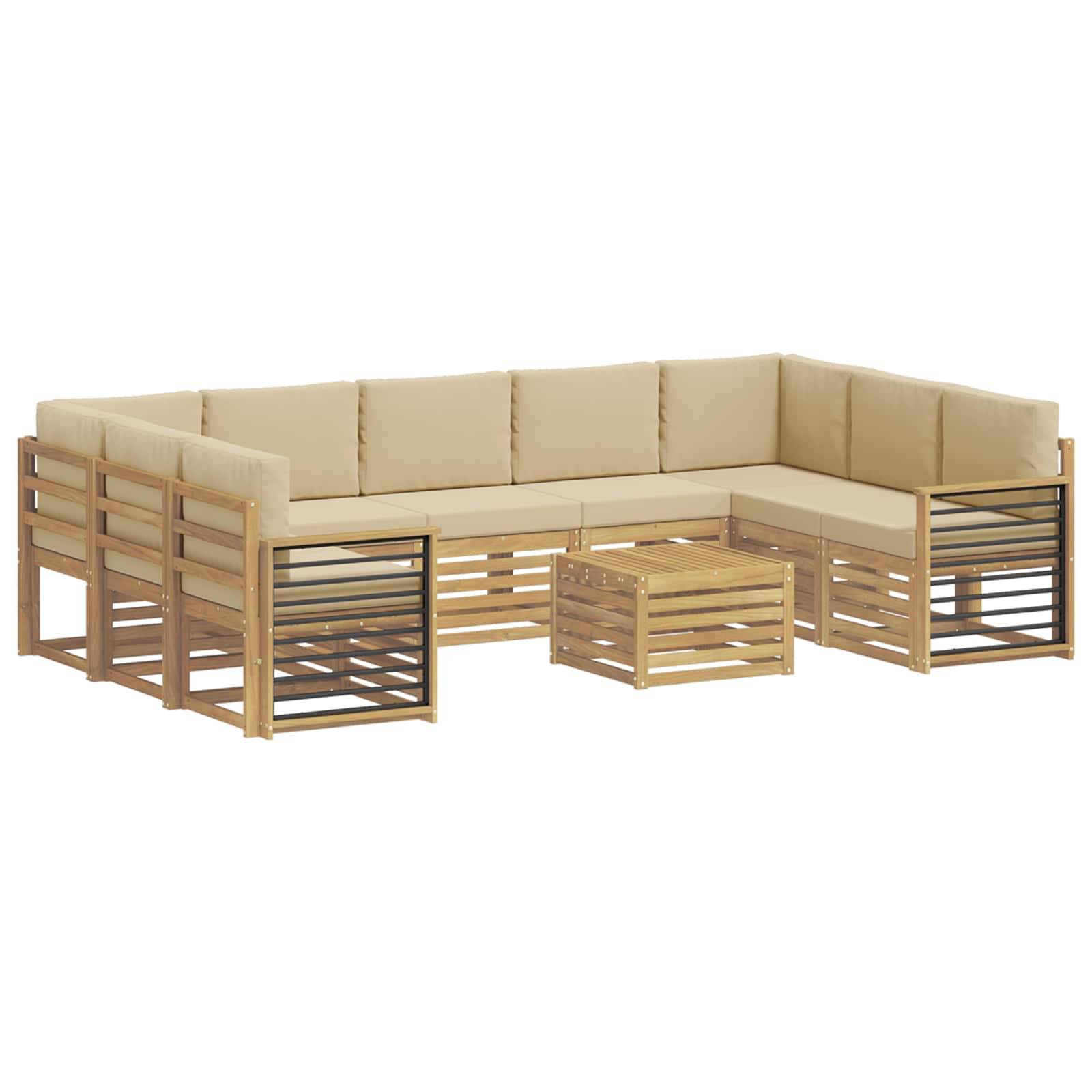 vidaXL Sofagarnituren 10 pcs Weiß und Beige 59 x 59 x 37 cm Polyester