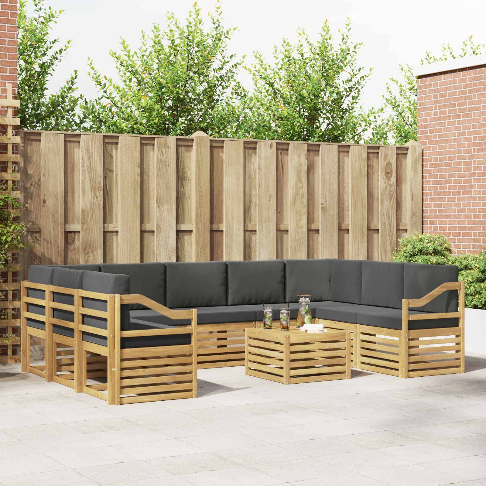 vidaXL Outdoor-Sofagarnitur 8 pcs Weiß und Anthrazit 59 x 59 x 37 cm