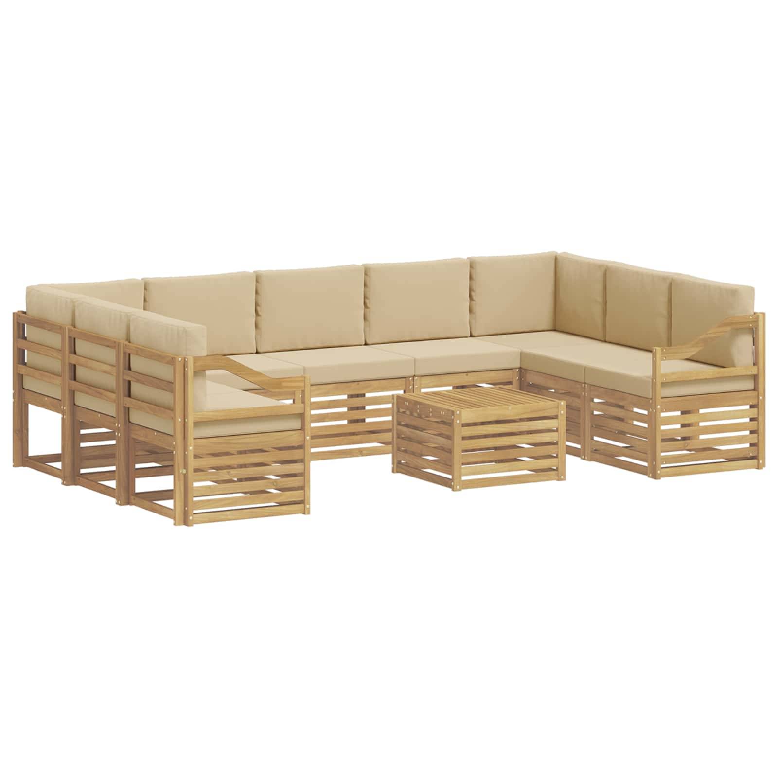 vidaXL Sofagarnituren 10 pcs Weiß und Beige 59 x 59 x 37 cm Polyester