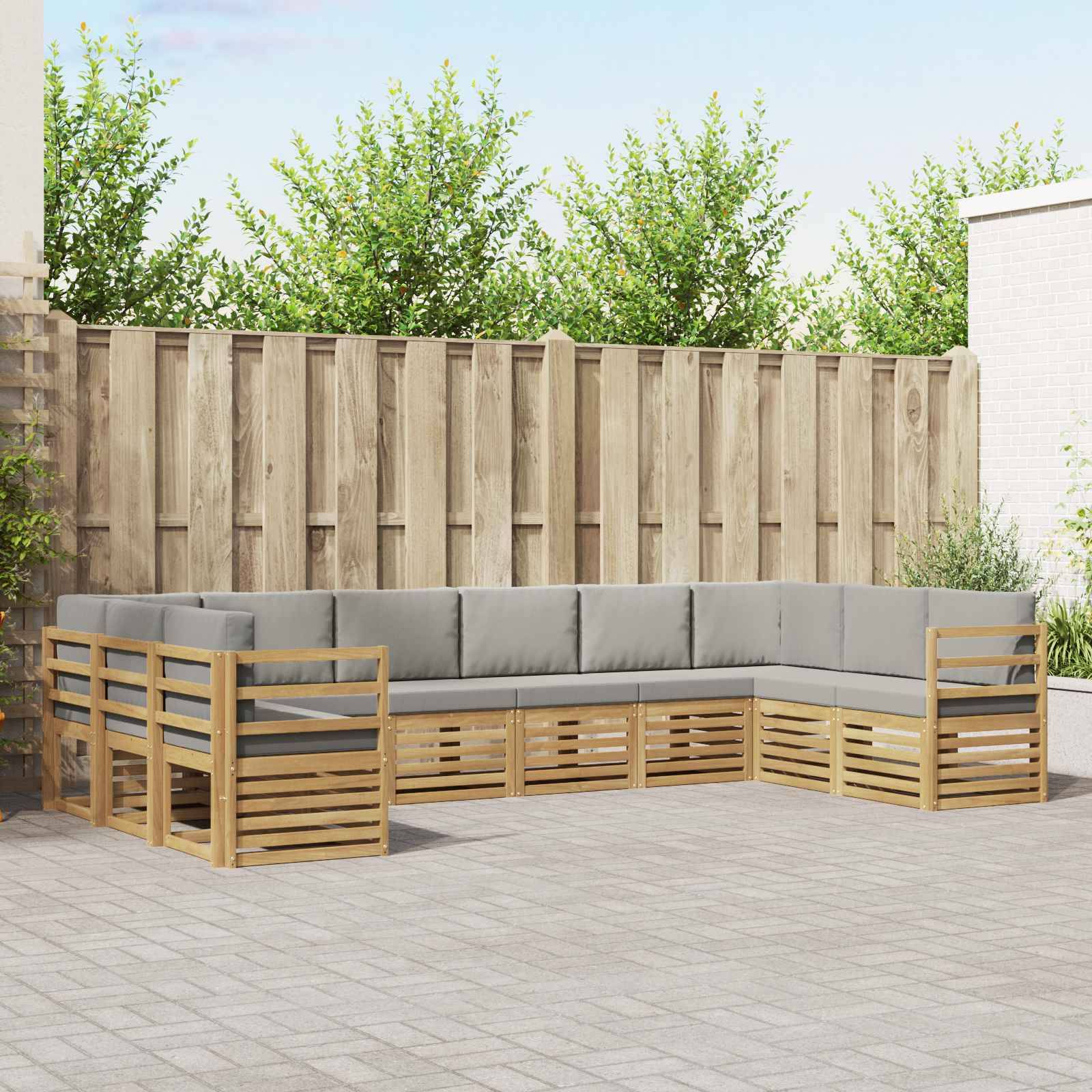 vidaXL Ecksofa Set 10 pcs Weiß und Hellgrau 363 x 185,5 x 73 cm