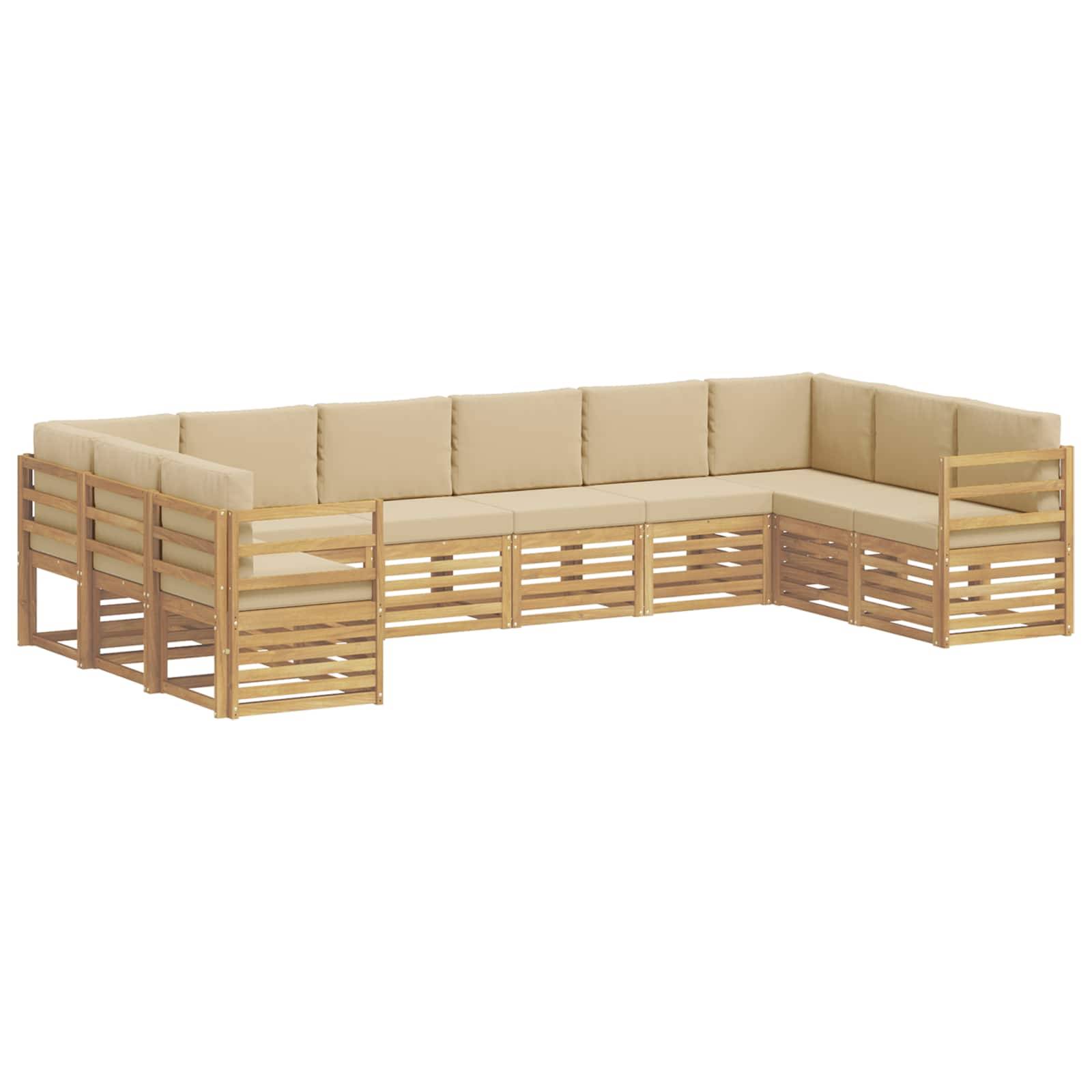 vidaXL Ecksofa Set 10 pcs Weiß und Beige 363 x 185,5 x 73 cm Polyester