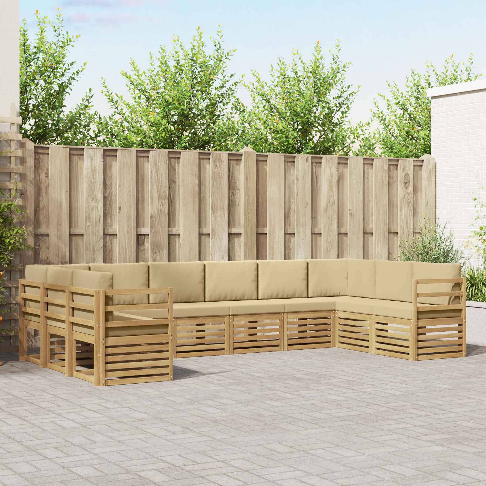 vidaXL Ecksofa Set 10 pcs Weiß und Beige 363 x 185,5 x 73 cm Polyester