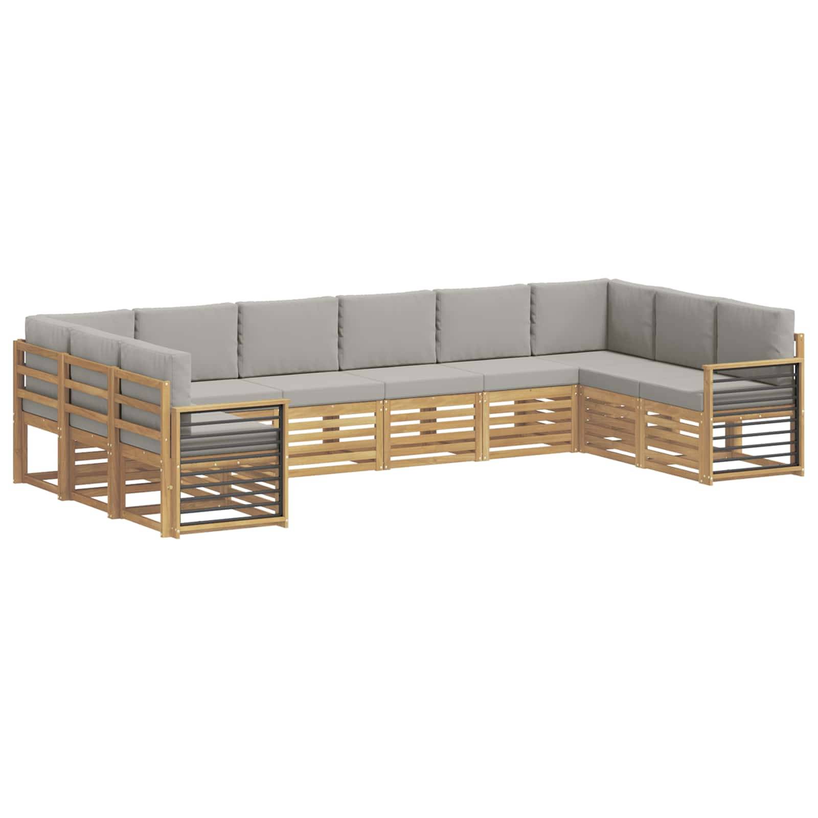vidaXL Ecksofa Set 10 pcs Weiß und Hellgrau 363 x 187,5 x 73 cm