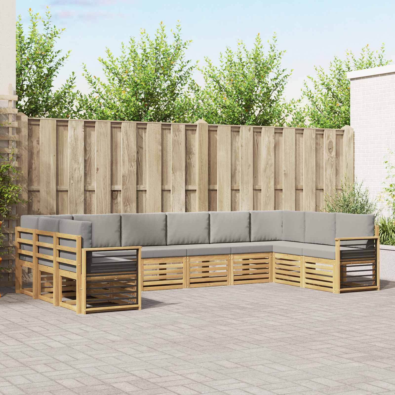 vidaXL Ecksofa Set 10 pcs Weiß und Hellgrau 363 x 187,5 x 73 cm