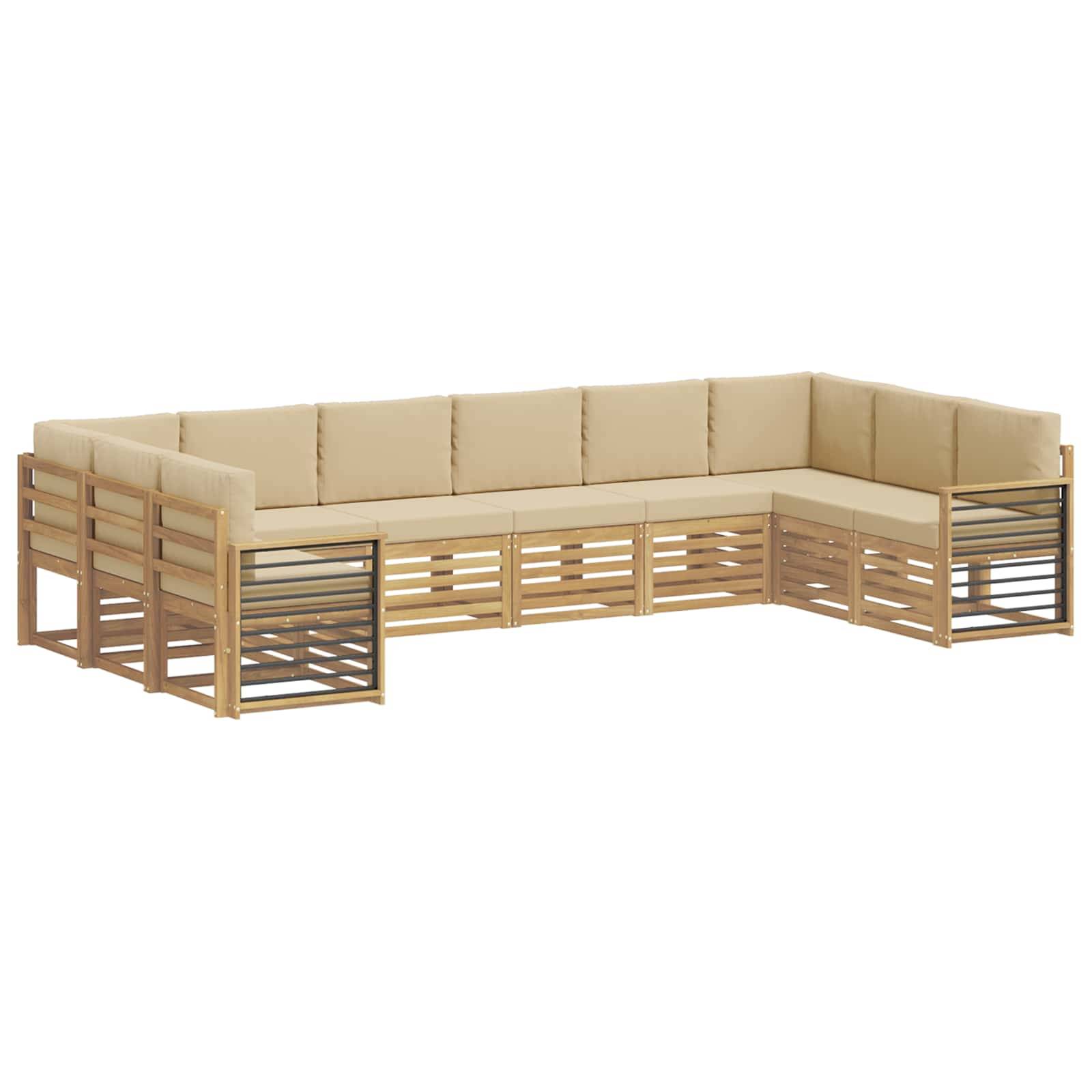 vidaXL Ecksofa Set 10 pcs Weiß und Beige 363 x 187,5 x 73 cm Polyester