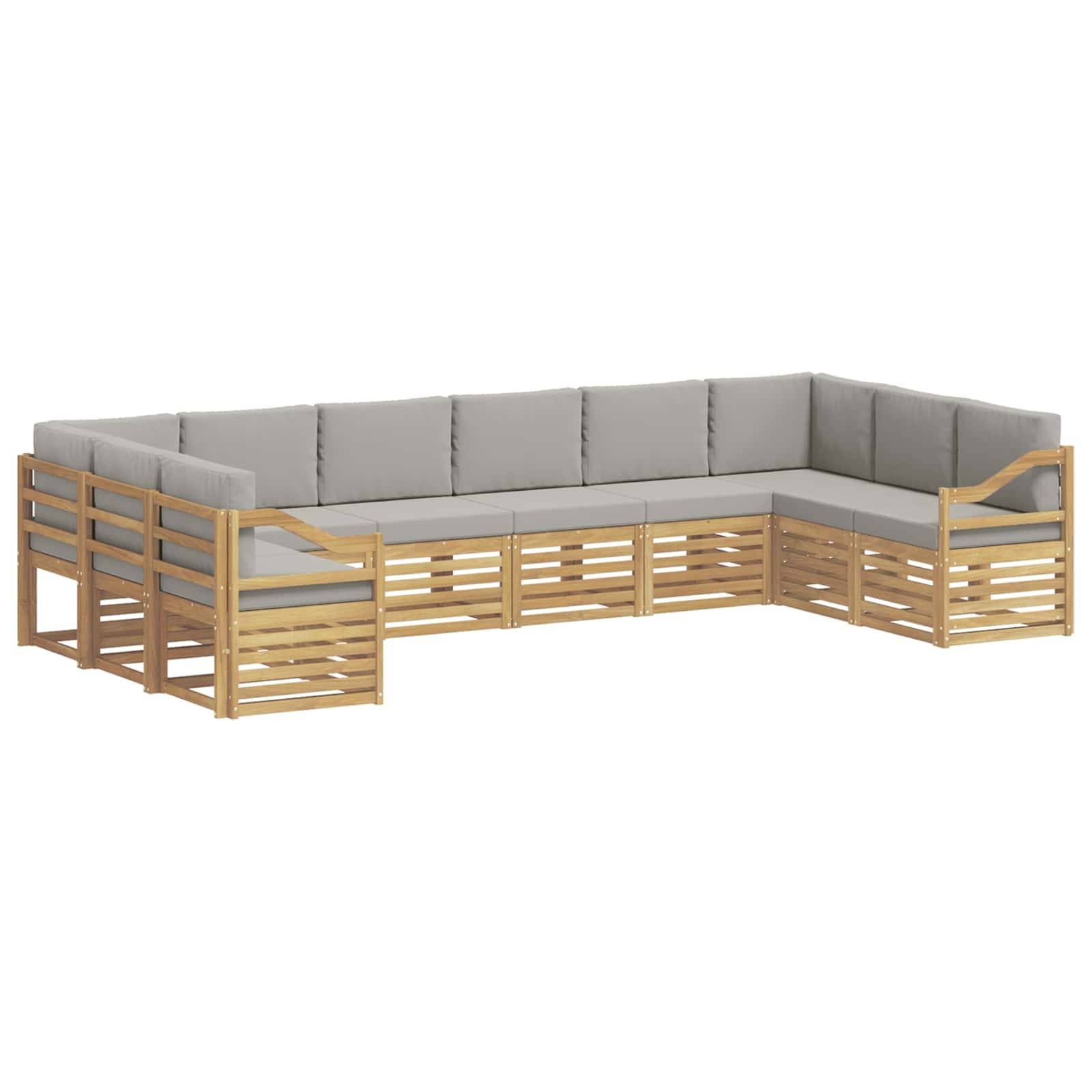 vidaXL Ecksofa Set 10 pcs Weiß und Hellgrau 363 x 185,5 x 73 cm