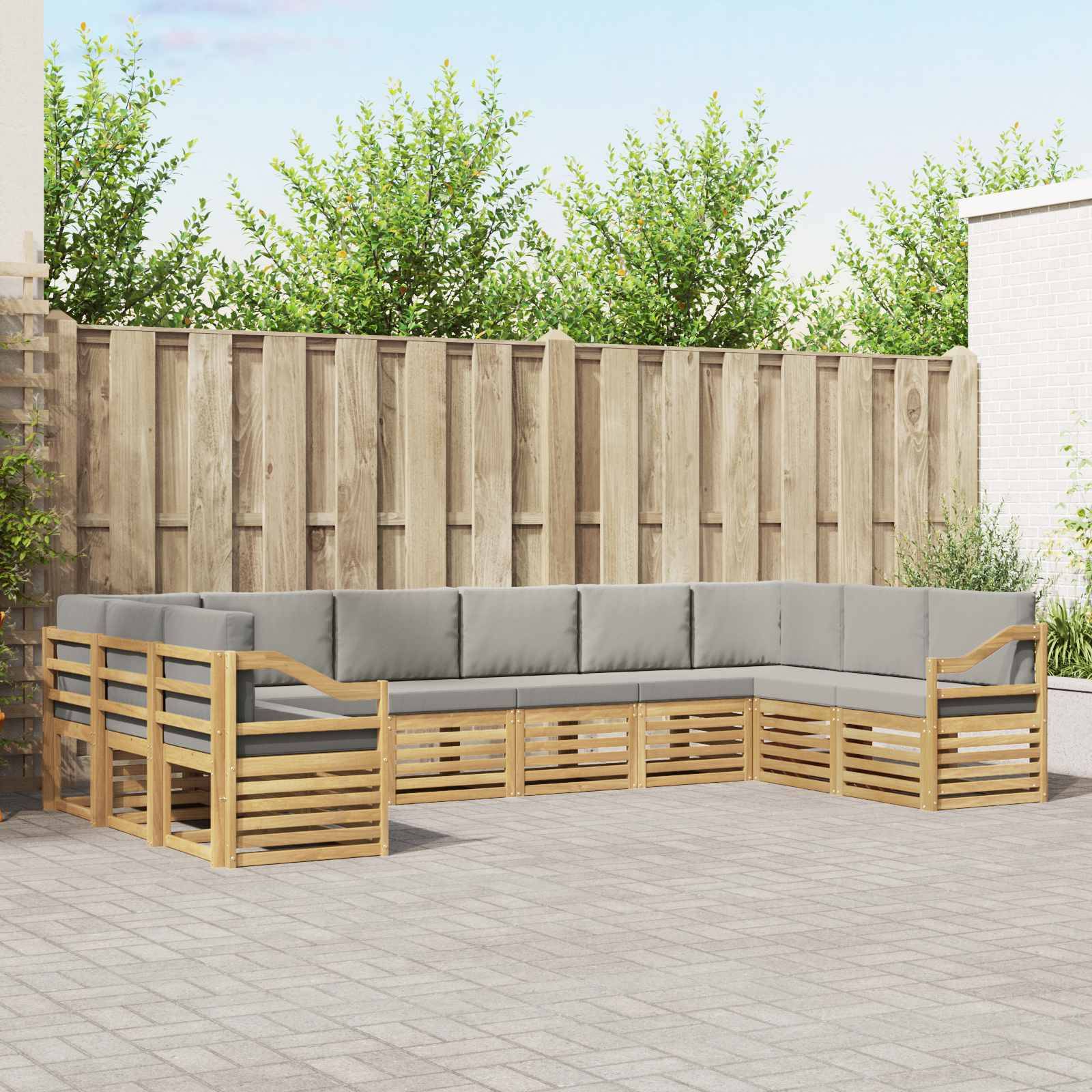 vidaXL Ecksofa Set 10 pcs Weiß und Hellgrau 363 x 185,5 x 73 cm