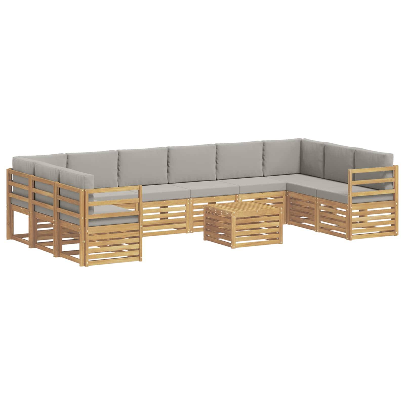 vidaXL Outdoor-Sofagarnitur 11 pcs Weiß und Hellgrau 59 x 59 x 37 cm