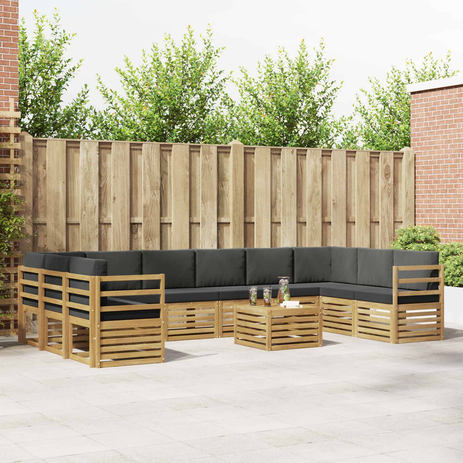 vidaXL Outdoor-Sofagarnitur 8 pcs Weiß und Anthrazit 59 x 59 x 37 cm