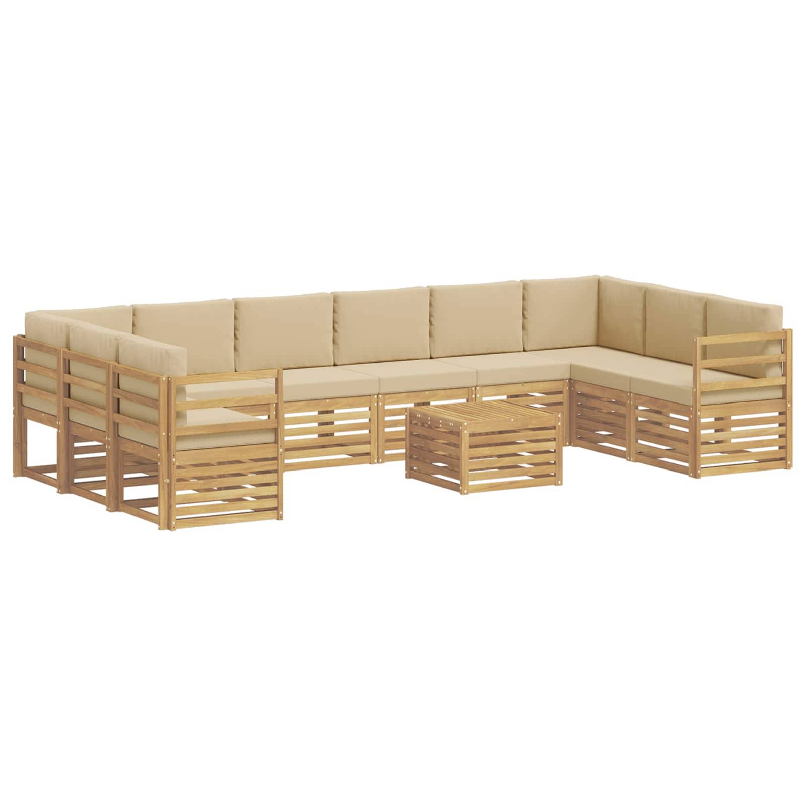 vidaXL Outdoor-Sofagarnitur 11 pcs Weiß und Beige 59 x 59 x 37 cm