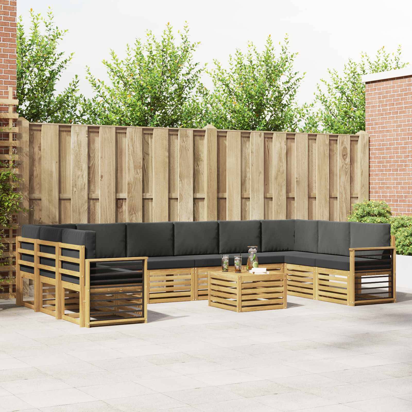 vidaXL Outdoor-Sofagarnitur 8 pcs Weiß und Anthrazit 59 x 59 x 37 cm