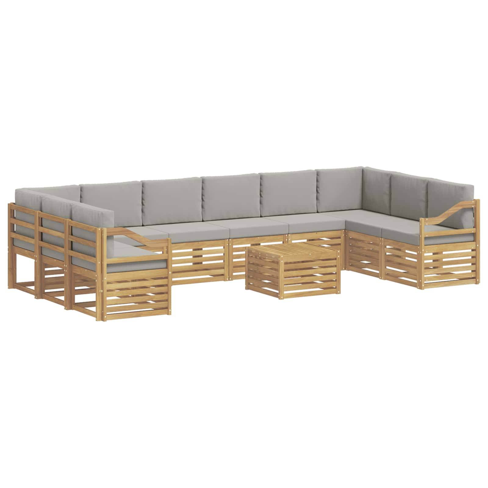 vidaXL Outdoor-Sofagarnitur 11 pcs Weiß und Hellgrau 59 x 59 x 37 cm