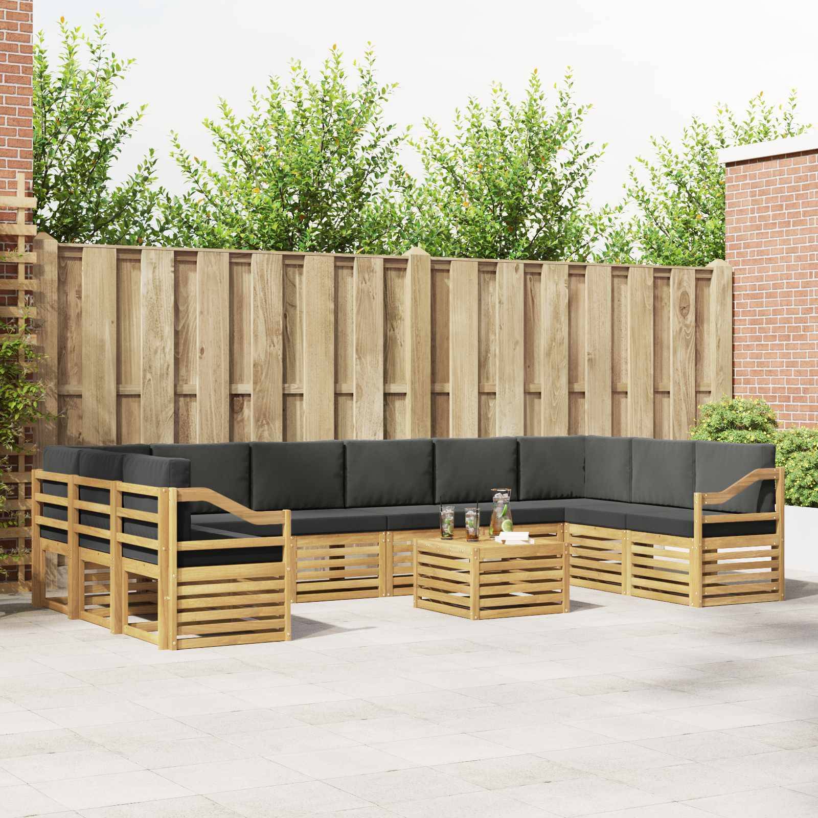 vidaXL Outdoor-Sofagarnitur 8 pcs Weiß und Anthrazit 59 x 59 x 37 cm