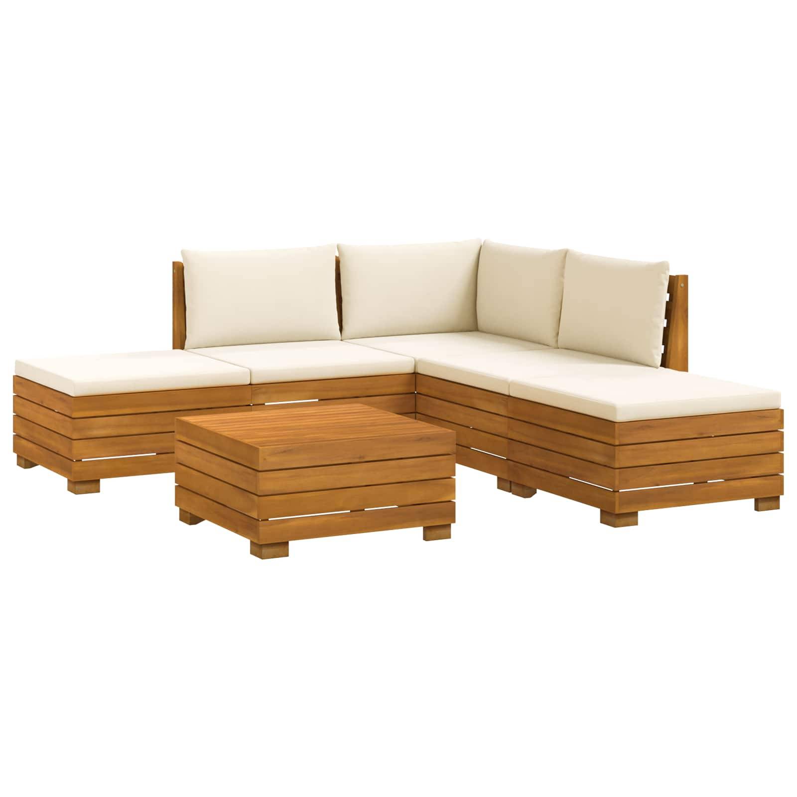 vidaXL Outdoor-Sofagarnitur mit Kissen 6 Stück Braun Massivholz Akazie
